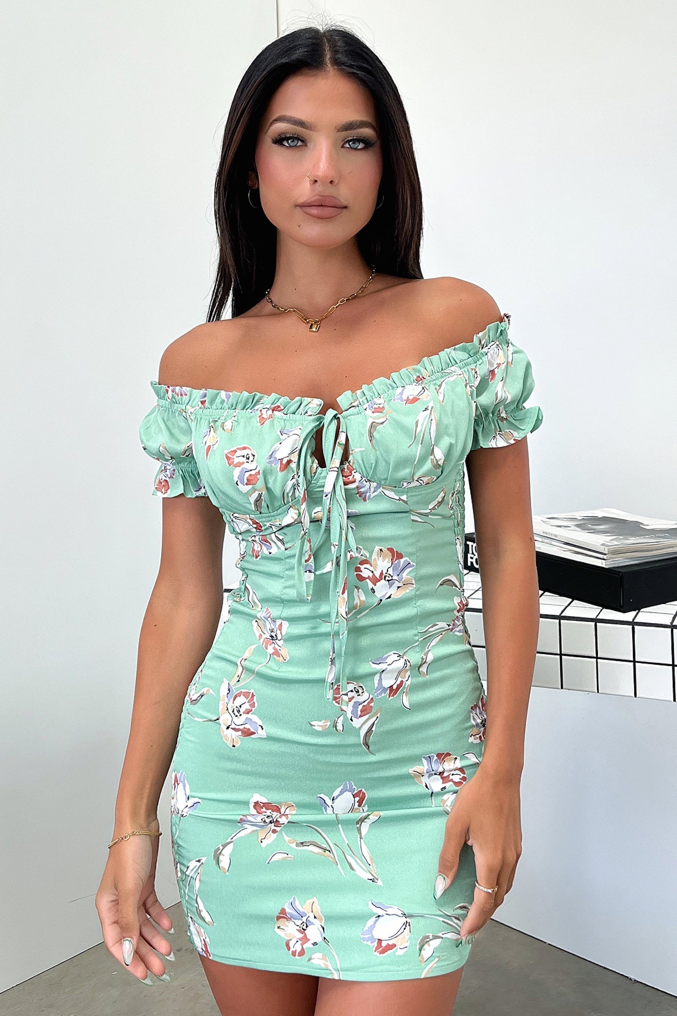 Maisie Dress - Stylish Green Print Floral Summer Dress for Women | Perfect for Beach, Vacation & Casual Outings