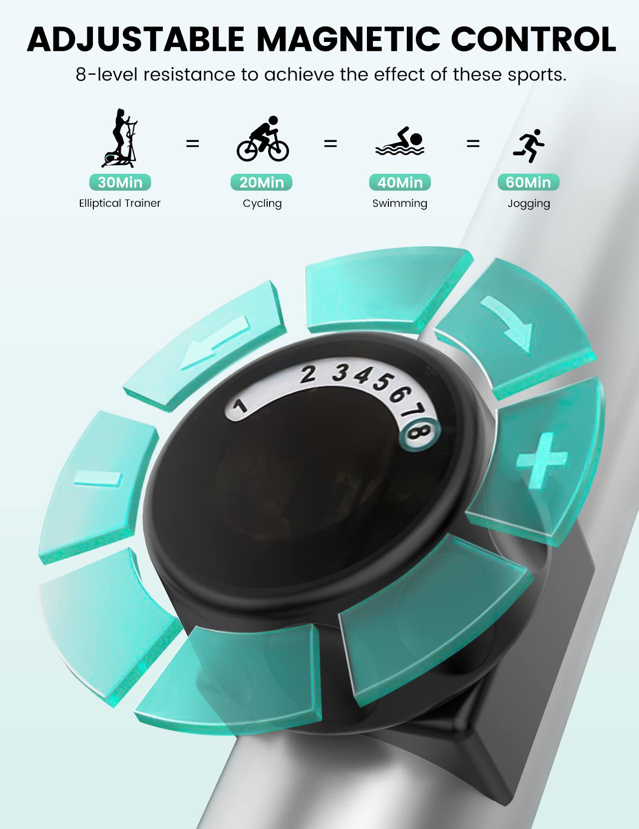 THERUN Magnetic Elliptical Machine for Home - Hyper-Quiet Compact Exercise Bike with 8-Level Resistance, 6KG Flywheel, Pulse Sensor & LCD Monitor - Perfect for Small Spaces, Home Gym & Cardio Workouts