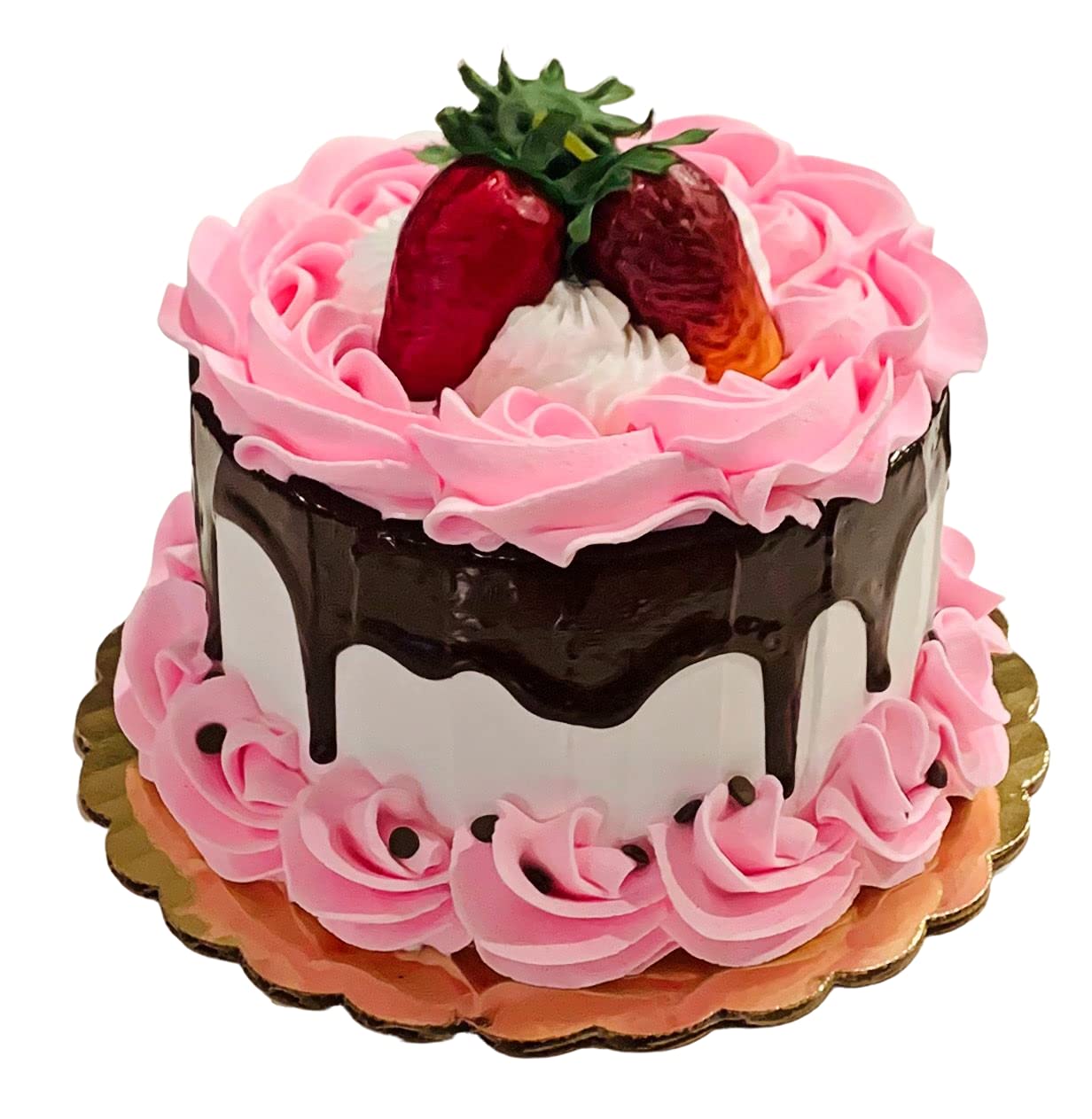 Artificial Display Cake - Fake Cake Decor for Home & Kitchen - Faux Dessert Centerpiece for Parties & Events - Valentine's Day Sweetheart Cake Prop - Wedding & Birthday Decoration Fake Food