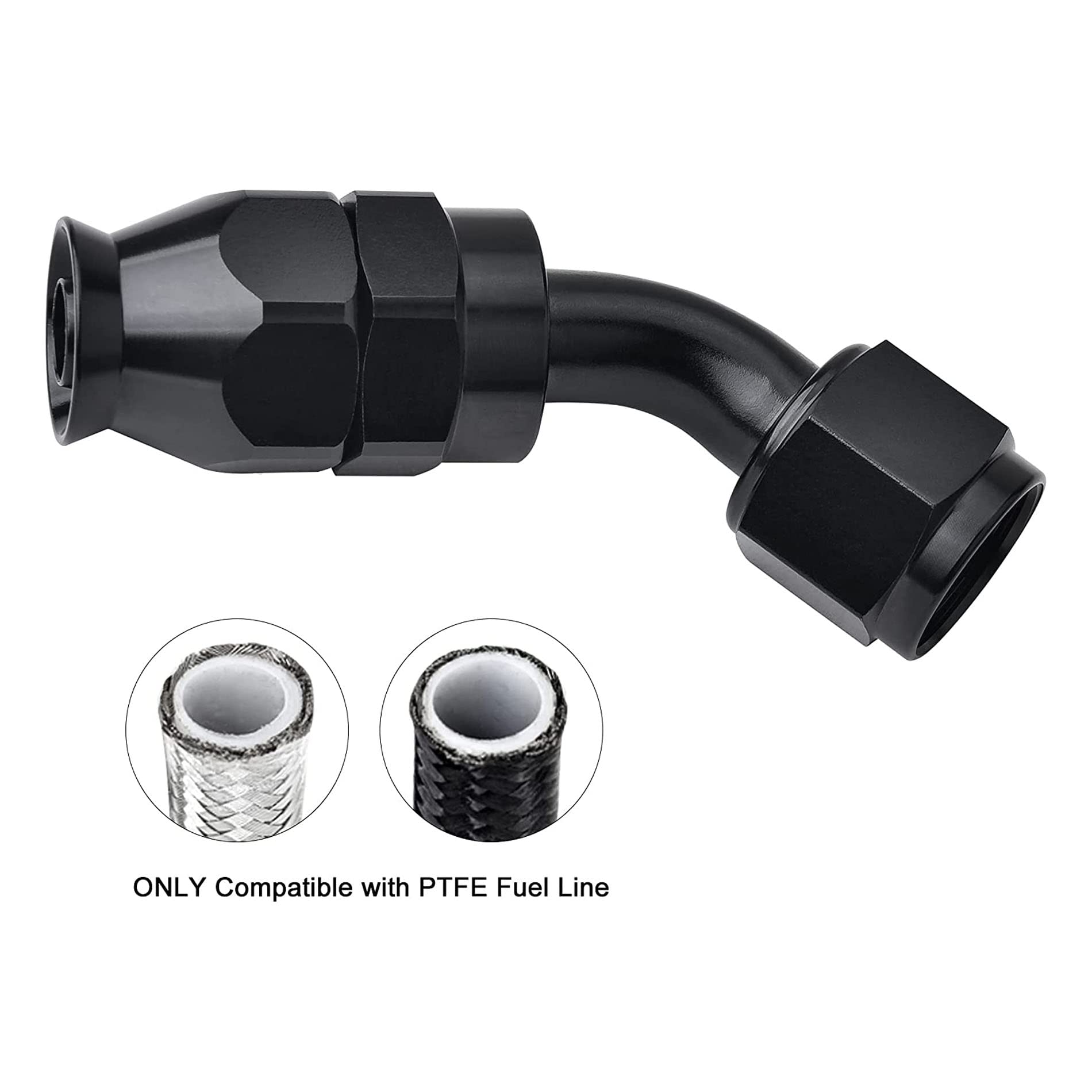 EVIL ENERGY 4AN PTFE Hose Fitting 45° Black 2PCS - Fuel Line Upgrade