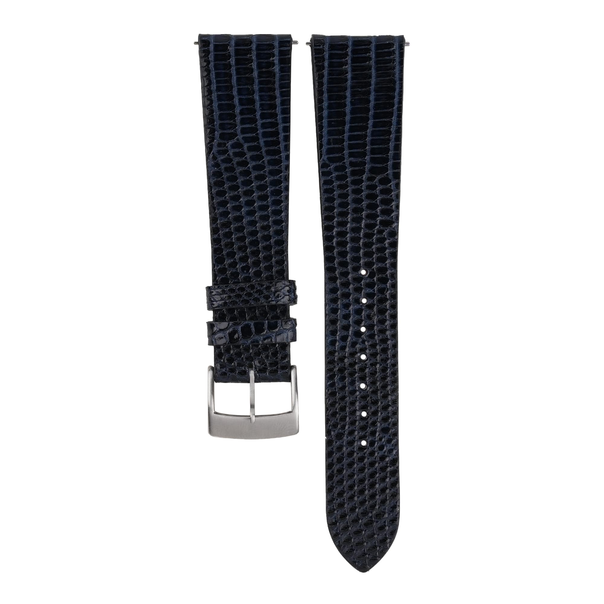 Handmade Genuine Lizard Leather Watch Band - Quick Release Replacement Strap for 16mm 18mm 19mm 20mm 22mm Watches - Adjustable Luxury Watch Accessory for Men & Women (Navy Blue, Vintage Brown) - Perfect for Dress Watches, Business Attire & Special Occasions