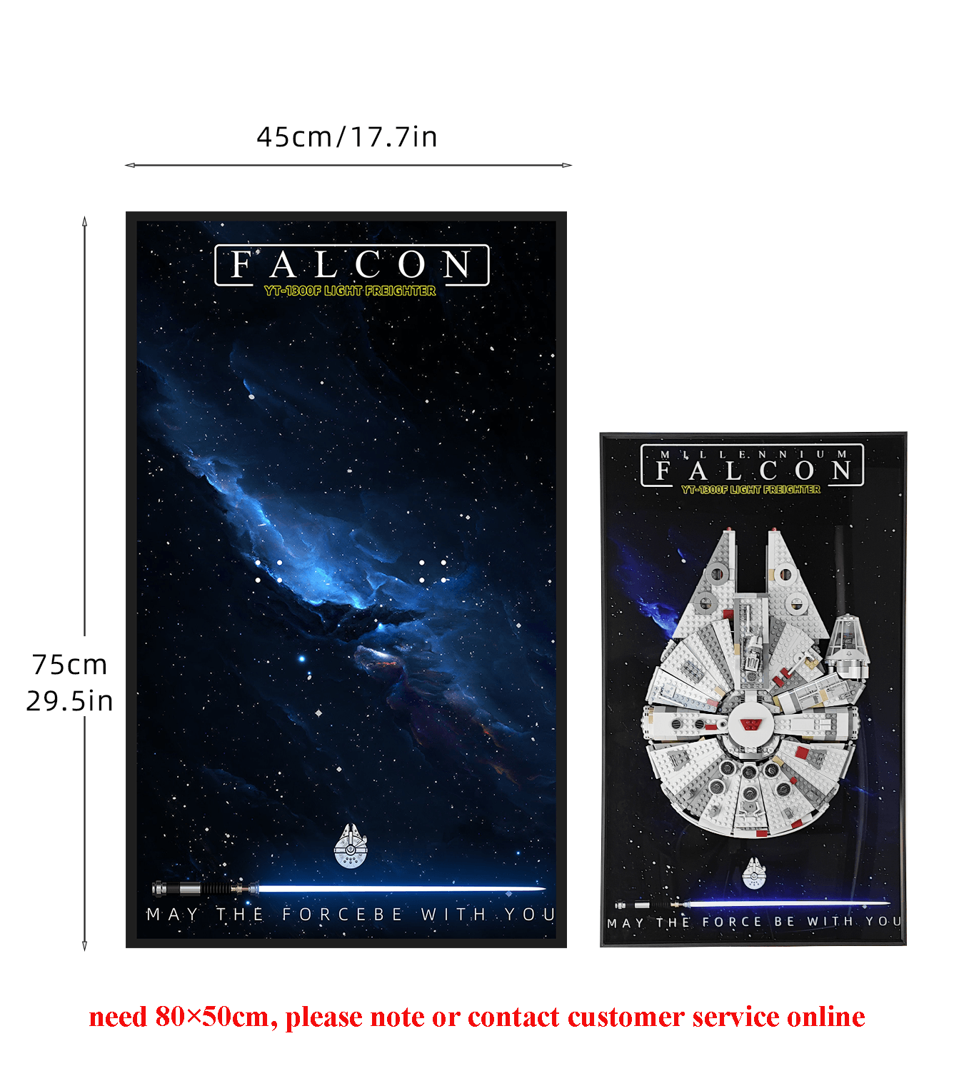 Lego 75257 Star Wars Millennium Falcon Display Wall Frame - Premium Hanging Shelf for Lego Star Wars Collectibles - Perfect for Home Office Decor & Gift for Star Wars Fans