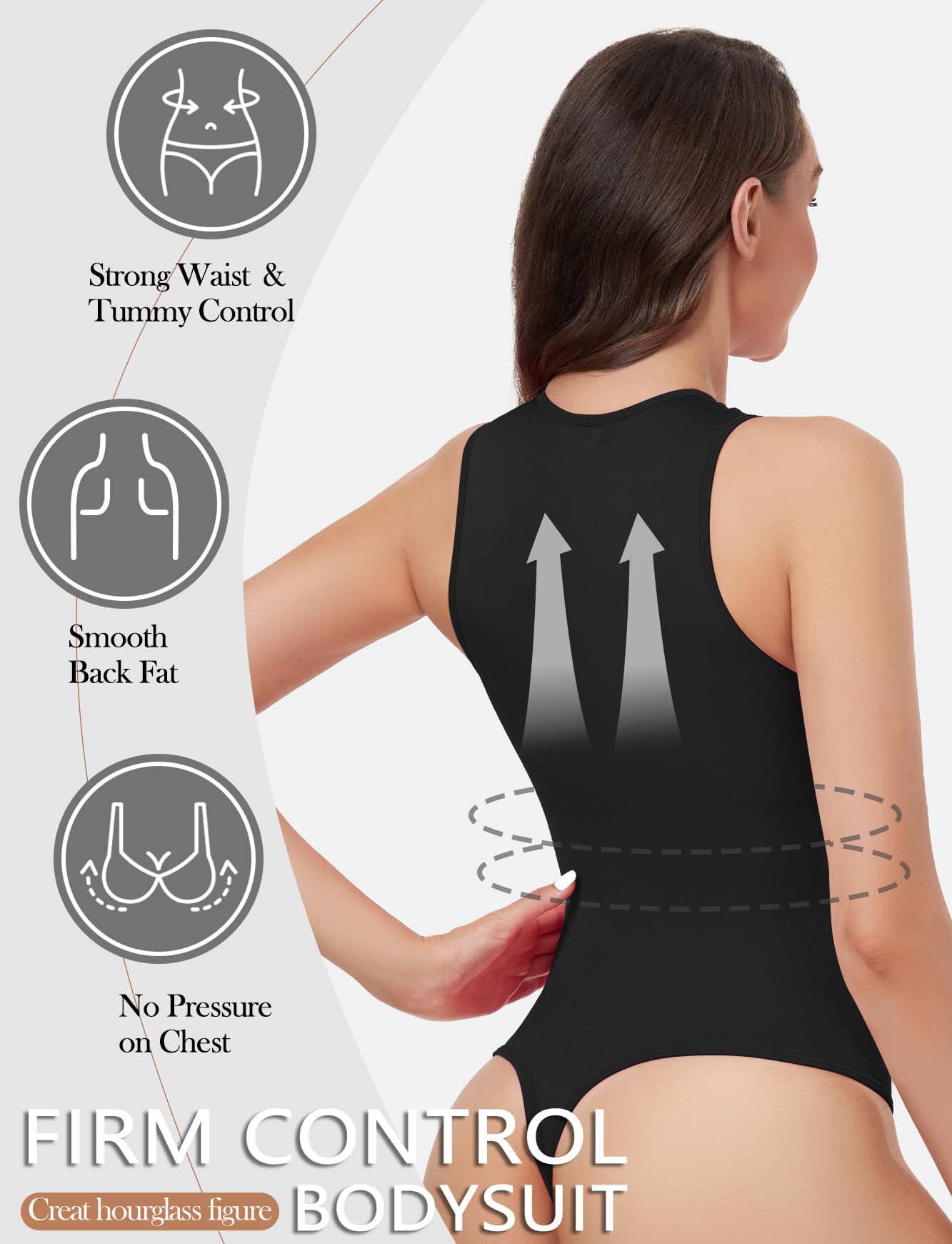 Women's Tummy Control Shapewear Bodysuit - High Neck Seamless Slimming Body Shaper, Racerback Thong Tank Top for Everyday Wear & Special Occasions