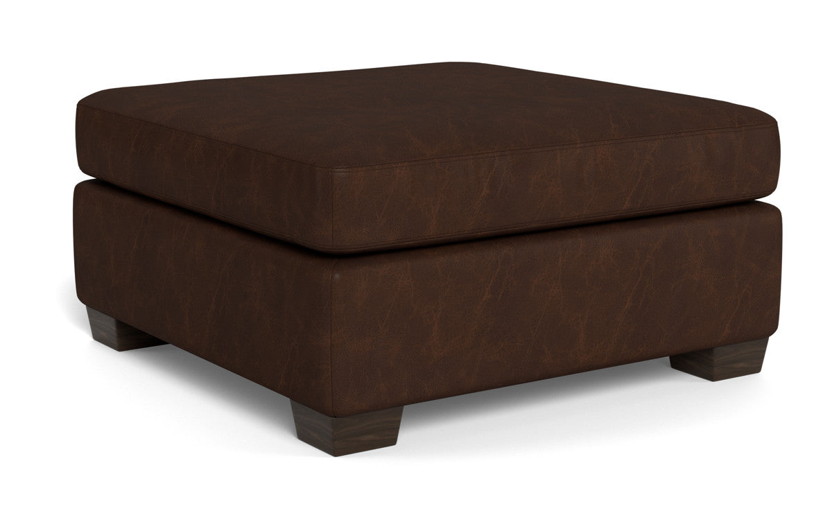 Genuine Leather Storage Ottoman with Tufted Top - Footrest, Coffee Table & Extra Seating for Living Room, Bedroom & Office