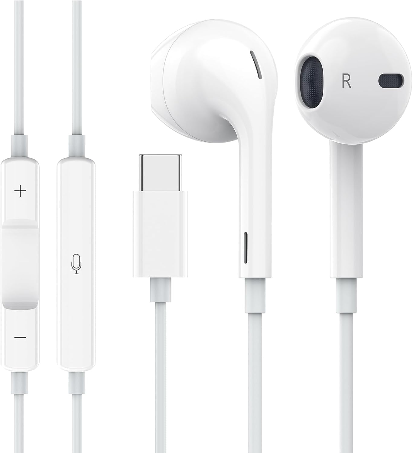 MFi Certified USB C Earphones for iPhone 15 - HiFi Stereo Wired Earbuds with Built-in Mic & Volume Control - Compatible with Samsung S24/S23 Ultra/S22 & iPad Air - Perfect for Gaming, Music & Calls