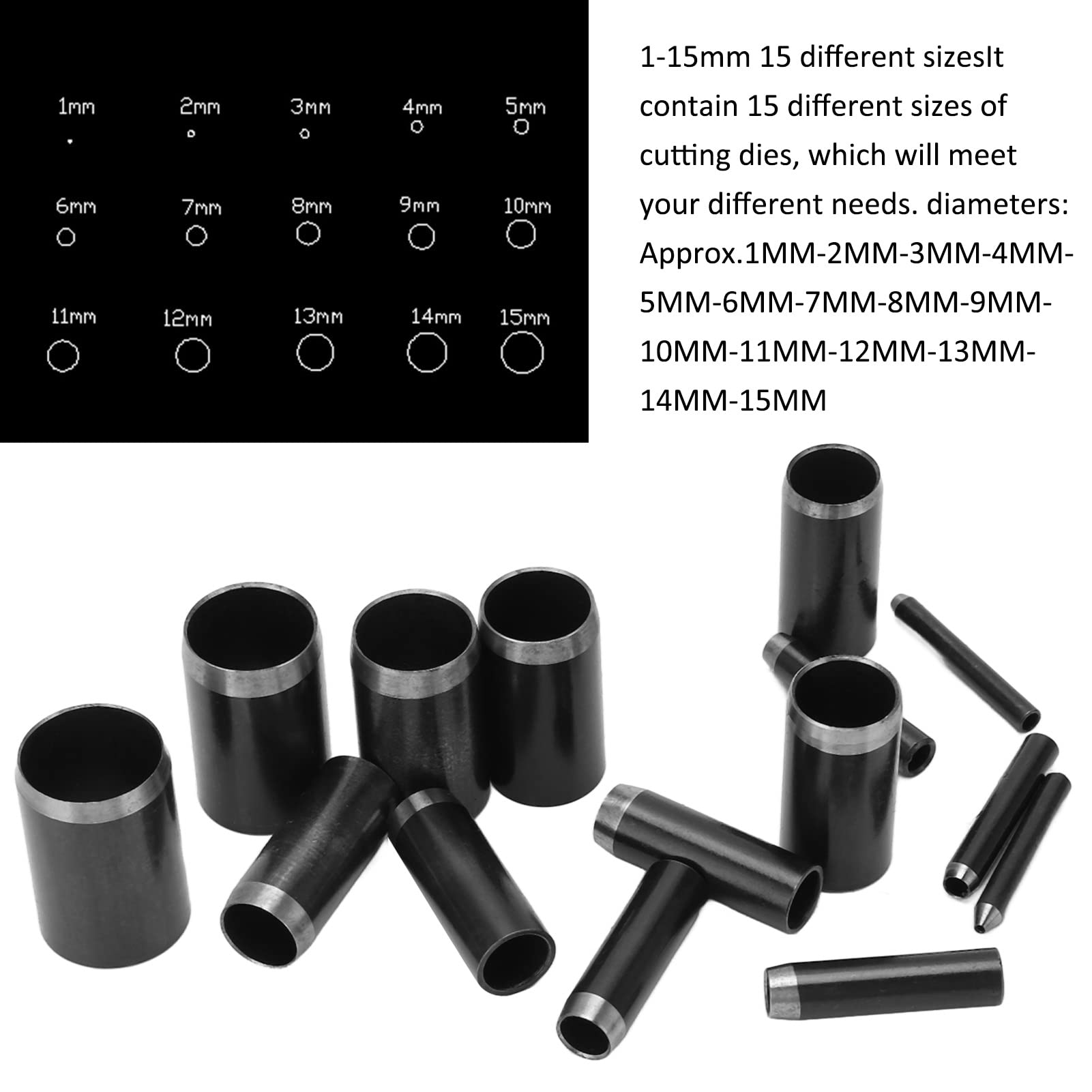 Professional Leather Punch Cutter Set 1-15mm - Heavy Duty Leather Hole Punch Tool for Watch Bands, Belts & DIY Leather Crafting - Perfect for Leatherworking, Shoe Repair & Jewelry Making Projects