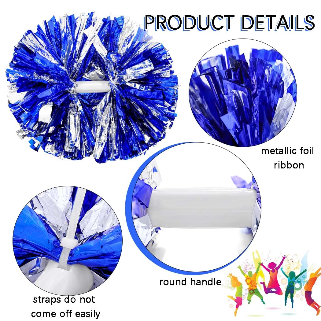 Yokawe 2 Pack Cheerleading Pom Poms with Handles - Team Spirit Dance Poms for Cheerleaders, Sports Games, School Events & Festivals - Perfect for Youth & Adults (Red/White) - Great for Pep Rallies, Parades & Cheer Competitions