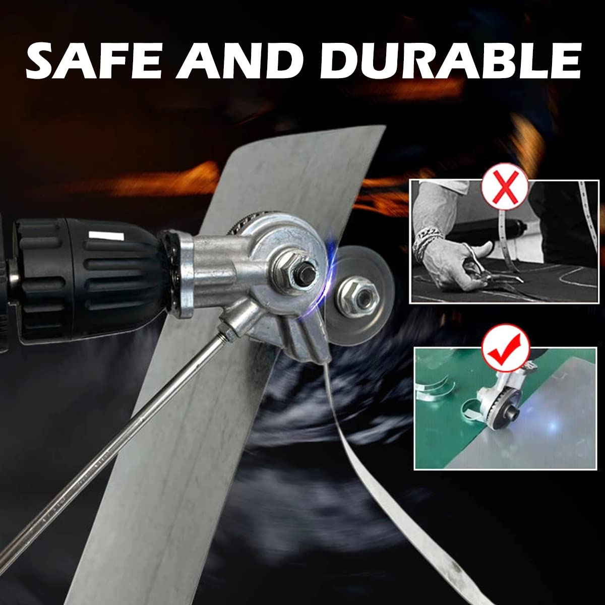 Electric Drill Metal Nibbler Attachment - Heavy Duty Sheet Metal Cutter for Steel, Aluminum & Copper - Perfect for HVAC, Auto Repair & DIY Metalworking Projects