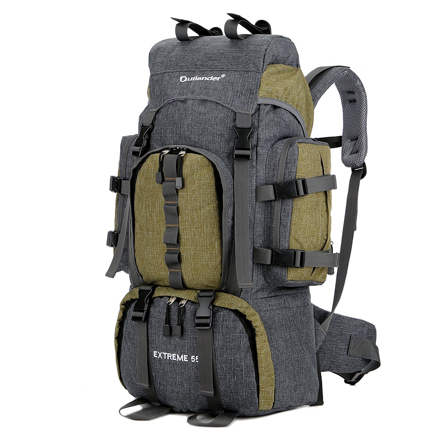 UNISTRENGH 55L Lightweight Waterproof Hiking Backpack - Internal Frame Hunting Backpack with Rain Cover for Outdoor Camping, Trekking & Travel (Army Green) - Perfect for Wilderness Adventures & Multi-Day Hikes