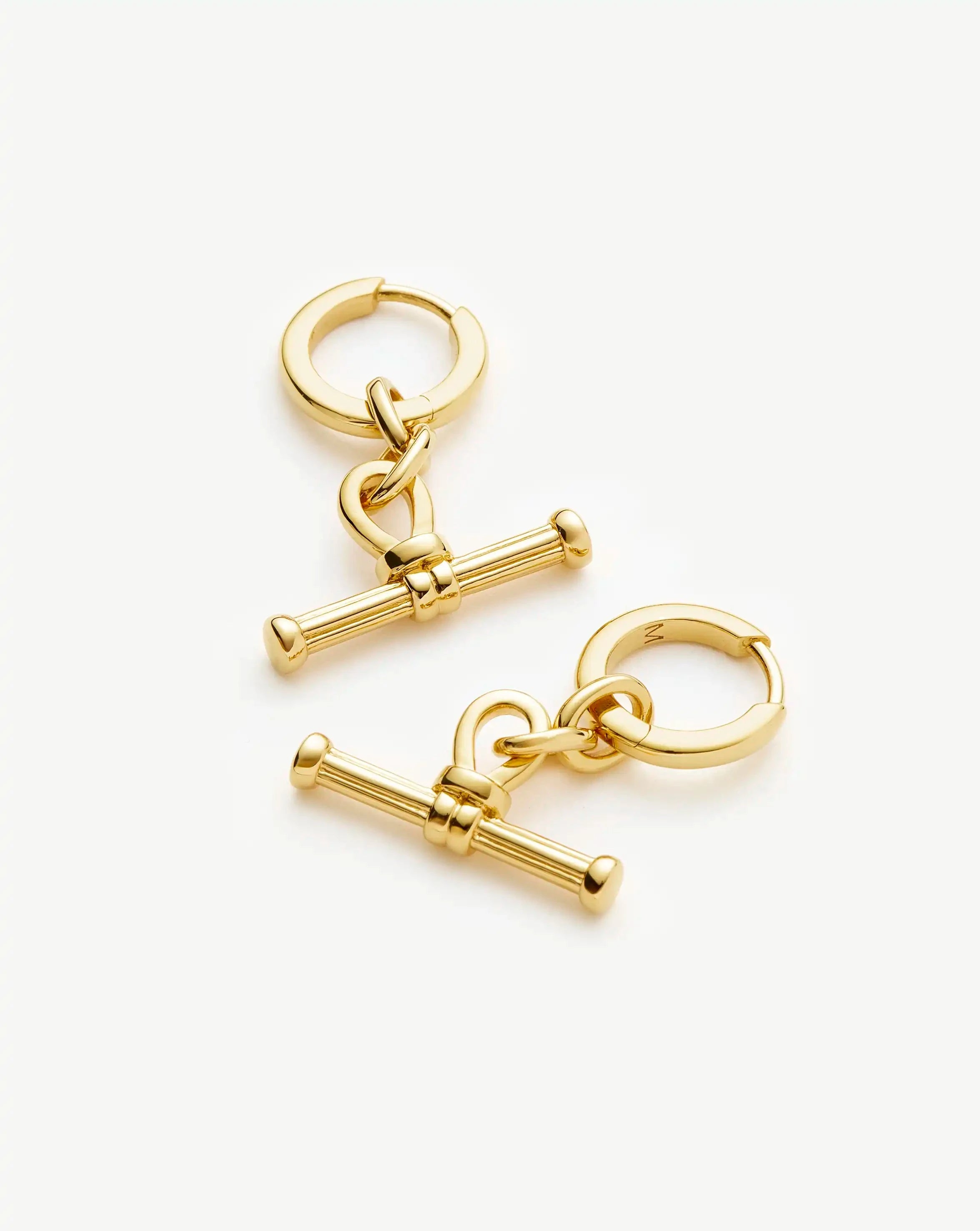 18ct Gold Plated Ridge T Bar Drop Huggie Earrings - Elegant Dangle Earrings for Women, Perfect for Parties, Weddings & Everyday Wear