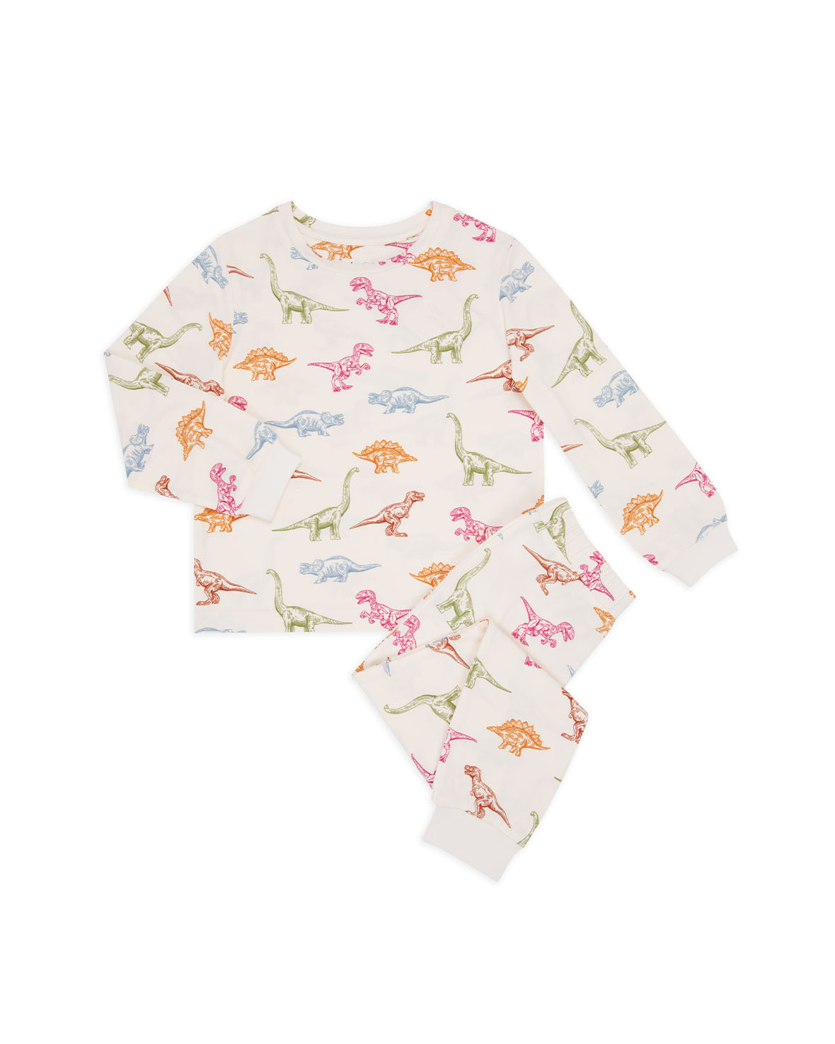 Dinosaur Print Kids Pajama Set - Soft & Comfortable Long Sleeve Sleepwear for Boys & Girls - Perfect for Bedtime, Sleepovers & Cozy Nights