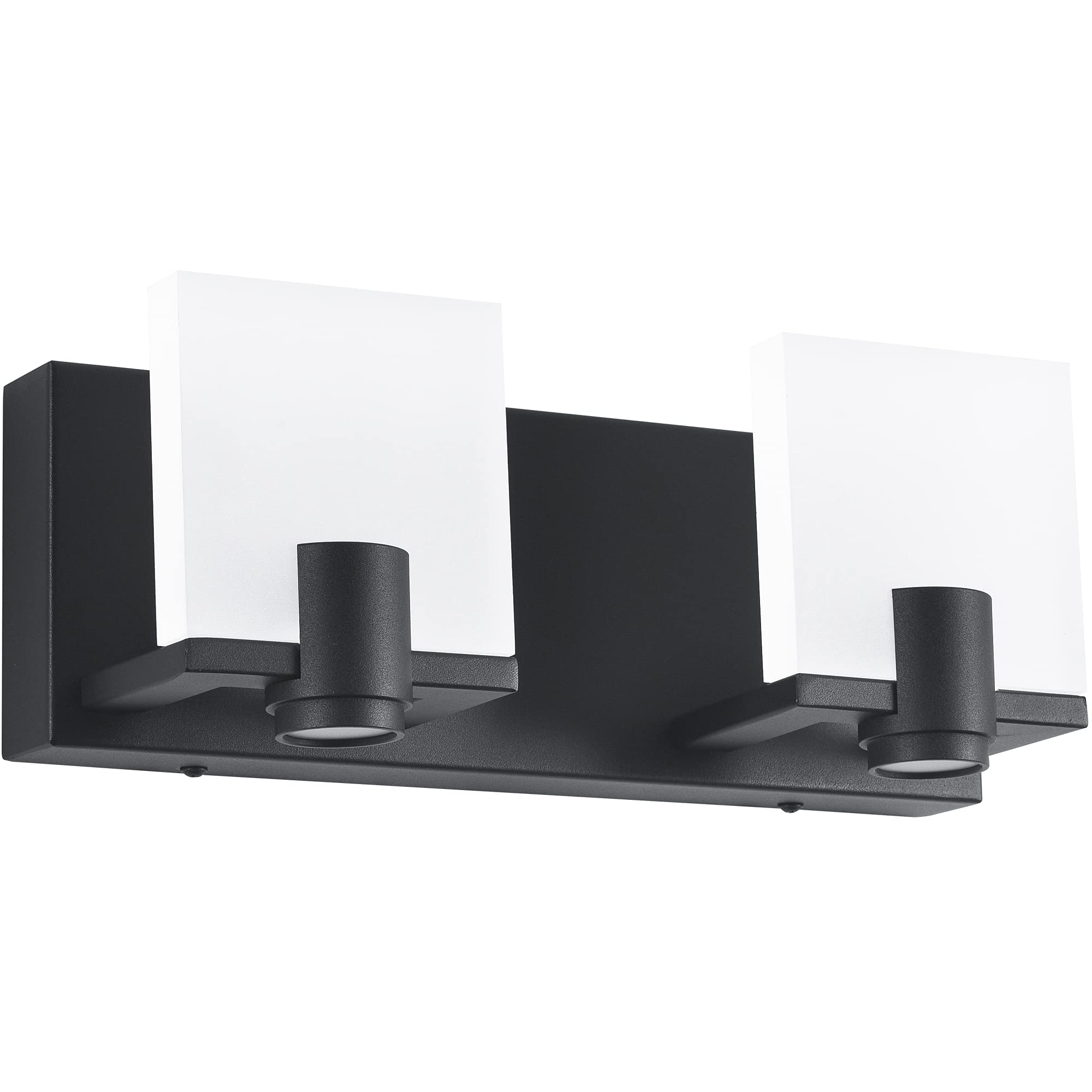 SOLFART Dimmable LED Bathroom Vanity Light Fixtures - Modern 2-Light Black Matte Over Mirror Lighting with Adjustable Spotlights - Perfect for Bathroom, Powder Room & Dressing Area Makeup Lighting