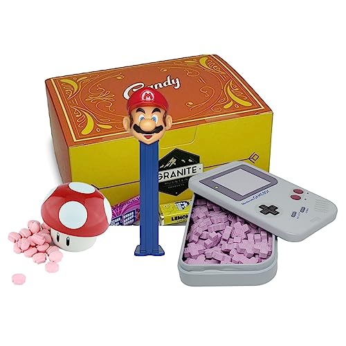 Super Mario Bros Candy Tins Set - Mario Pez Candy Dispenser, Gameboy Tin & Mushroom Tin | Nintendo Gift Box | Perfect for Birthday Parties, Game Themed Events & Collectors (Mario Bros Candy)