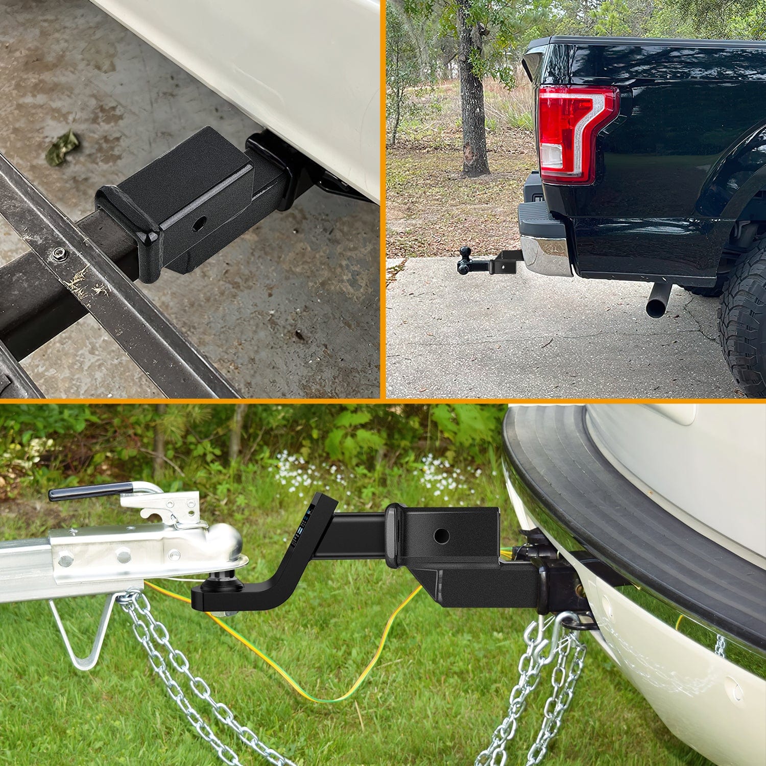 2 Inch Trailer Hitch Receiver - Dual Ball Mount with 2 Inch Rise/Drop - Perfect for Towing Trailers, Boats & Campers - Heavy Duty Towing Accessory for Trucks & SUVs