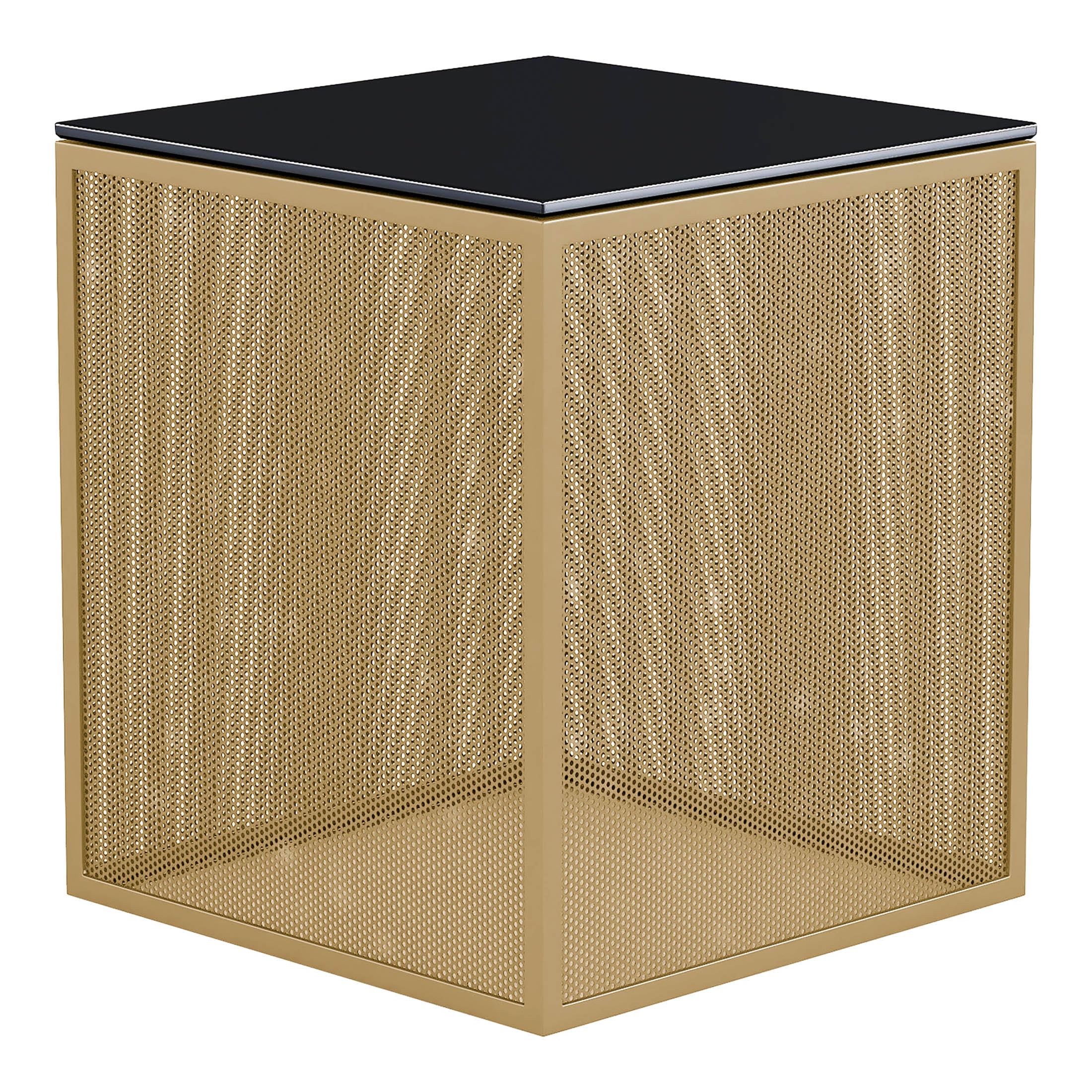 Furniture of America Kelforia Modern Gold Glass Top Side Table - Stylish End Table for Living Room, Bedroom & Office Decor