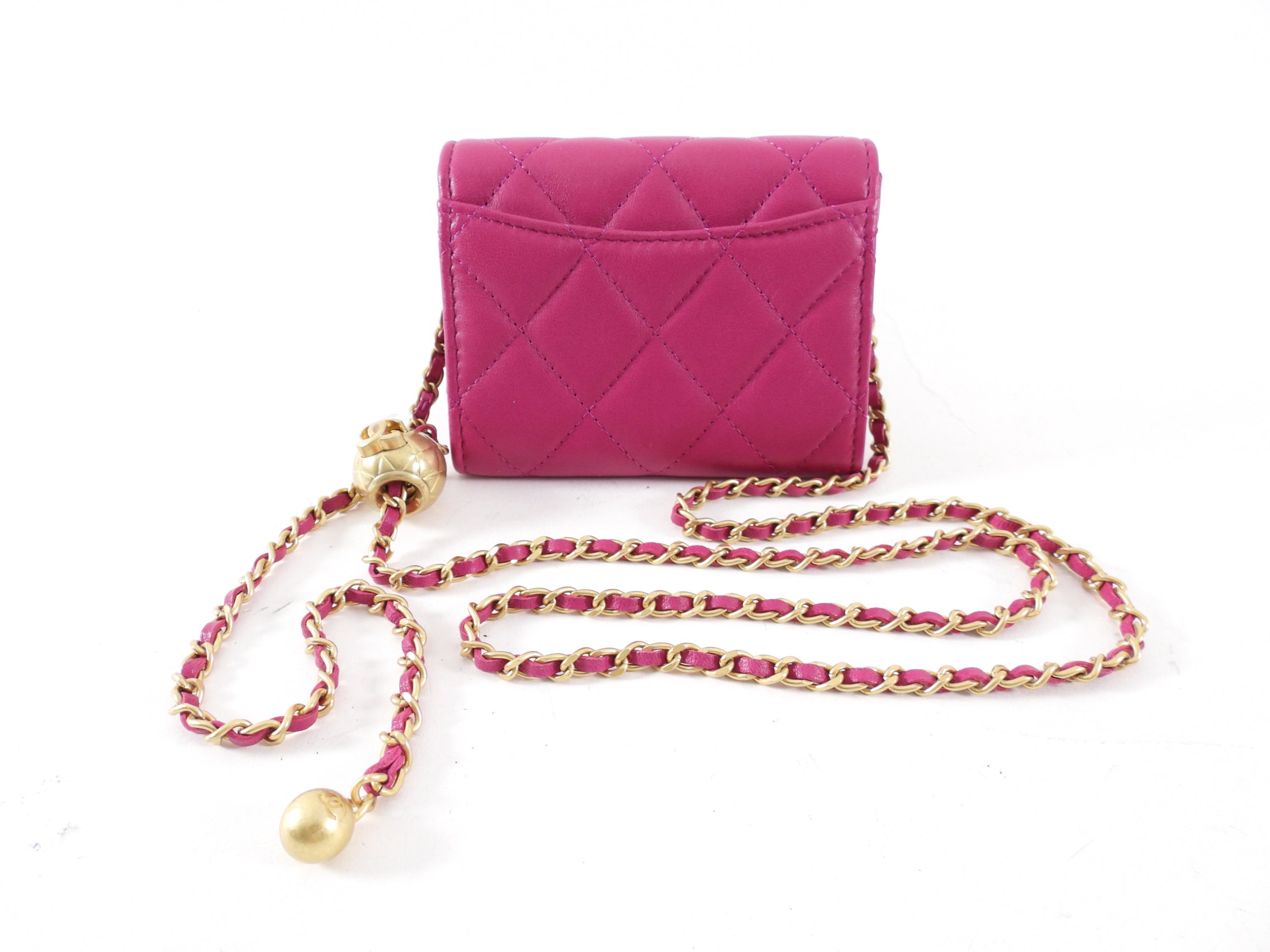 Chanel Magenta Pink Pearl Crush Mini Chain Clutch Bag - Luxury Designer Crossbody Purse for Women, Perfect for Evening Parties & Special Occasions