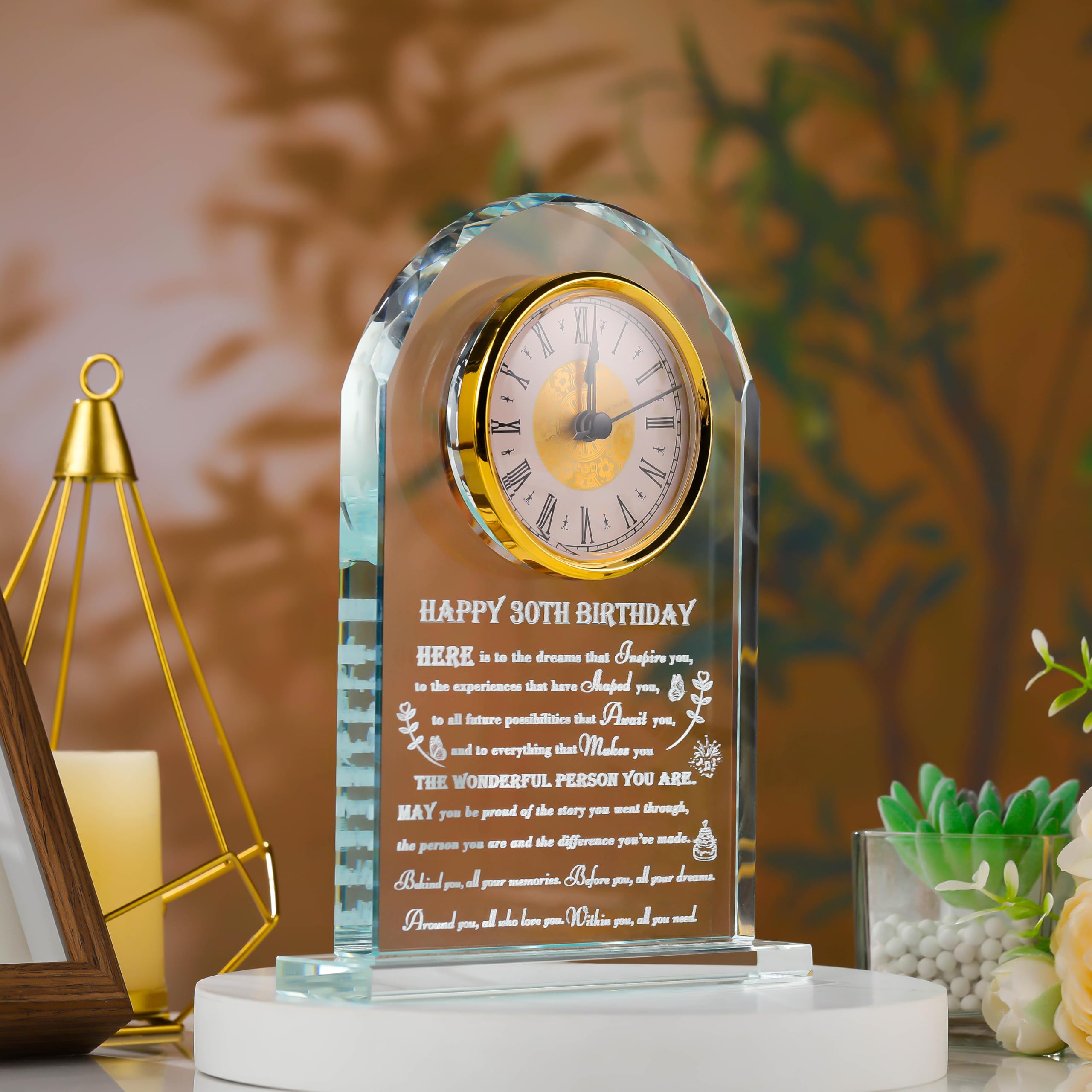 Personalized 30th Birthday Crystal Clock Gift for Women & Men - Custom 1994 Engraved 80-Year-Old Birthday Present - Unique Birthday Gift Ideas for Mom, Dad, Her & Him - Perfect for Anniversary, Retirement & Milestone Celebrations