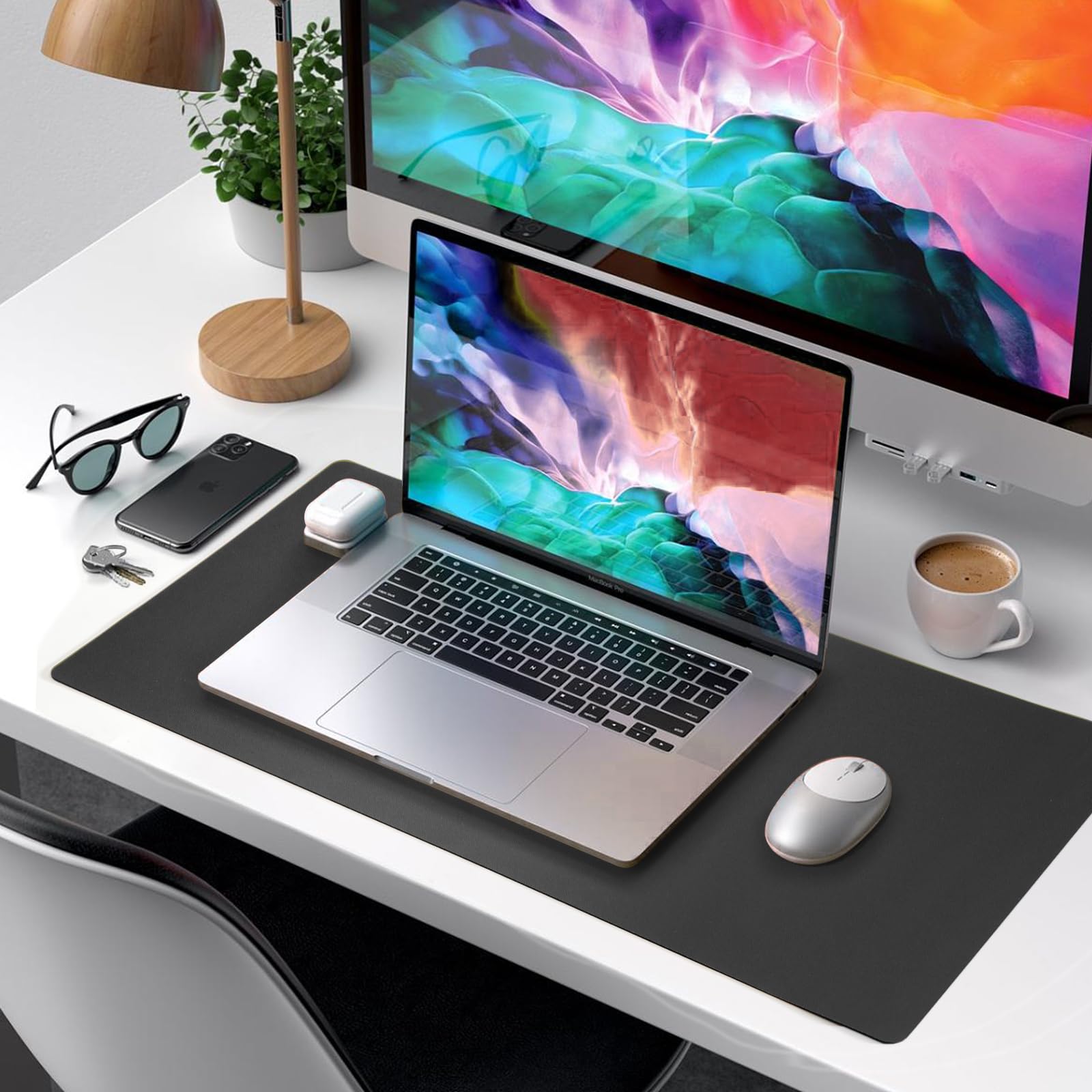 Premium PU Leather Desk Blotter - Non-Slip Keyboard & Mouse Pad Protector (31.5