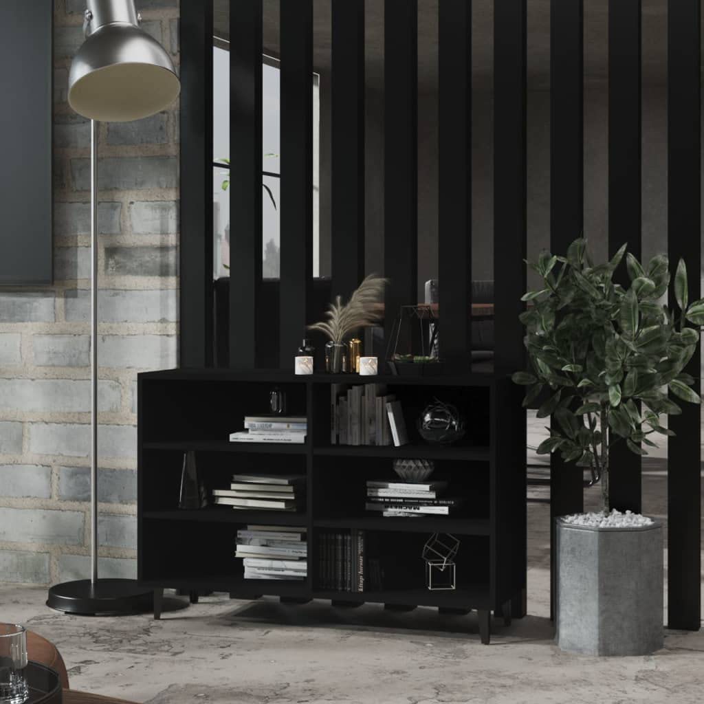 Modern Black Sideboard Storage Cabinet with 6 Open Shelves - Multi-Functional Console Table for Living Room, Bedroom & Dining Room - 40.7