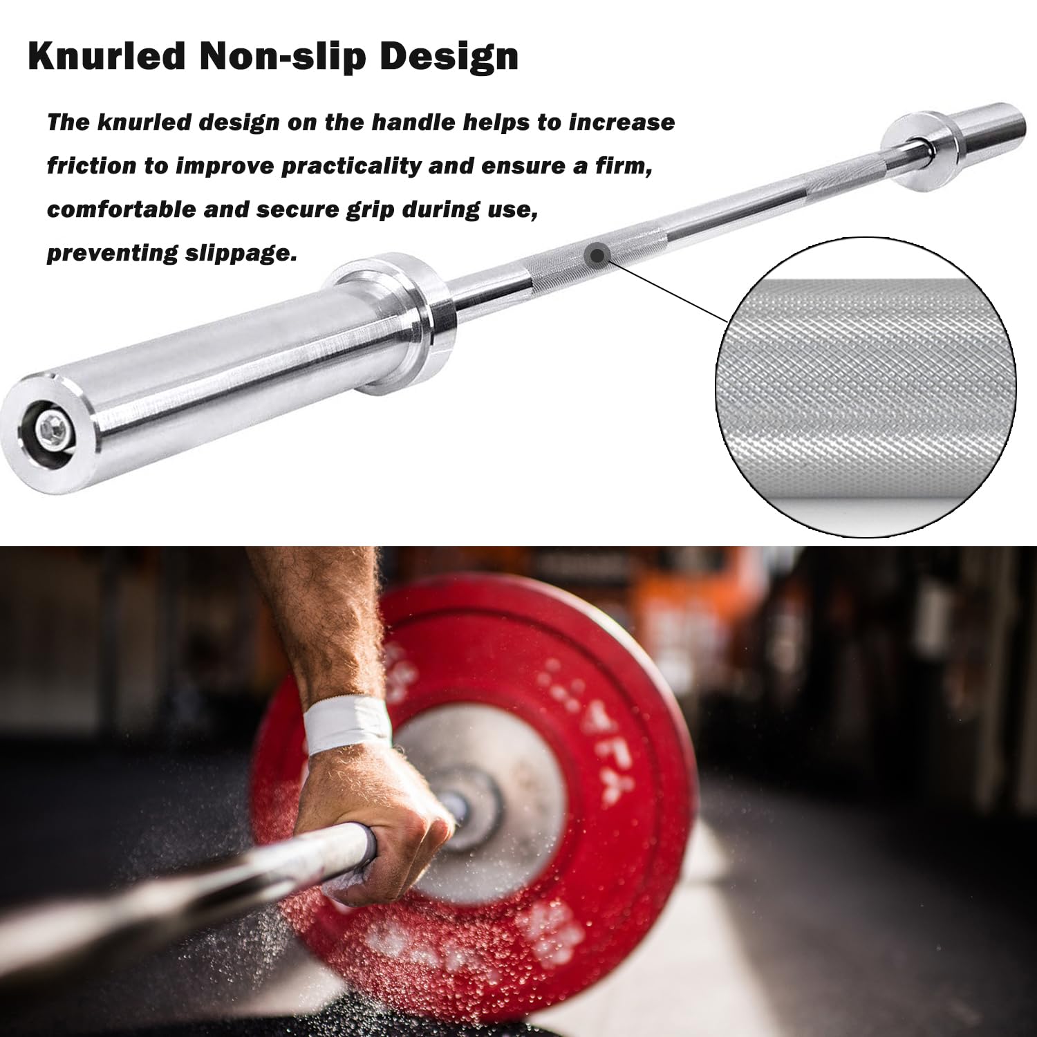 ISXACFF 4ft Solid Steel Barbell Weight Bar - 2 Inch Spring Collars - Strength Training Equipment for Home Gym - Perfect for Deadlifts, Squats & Bench Press Workouts