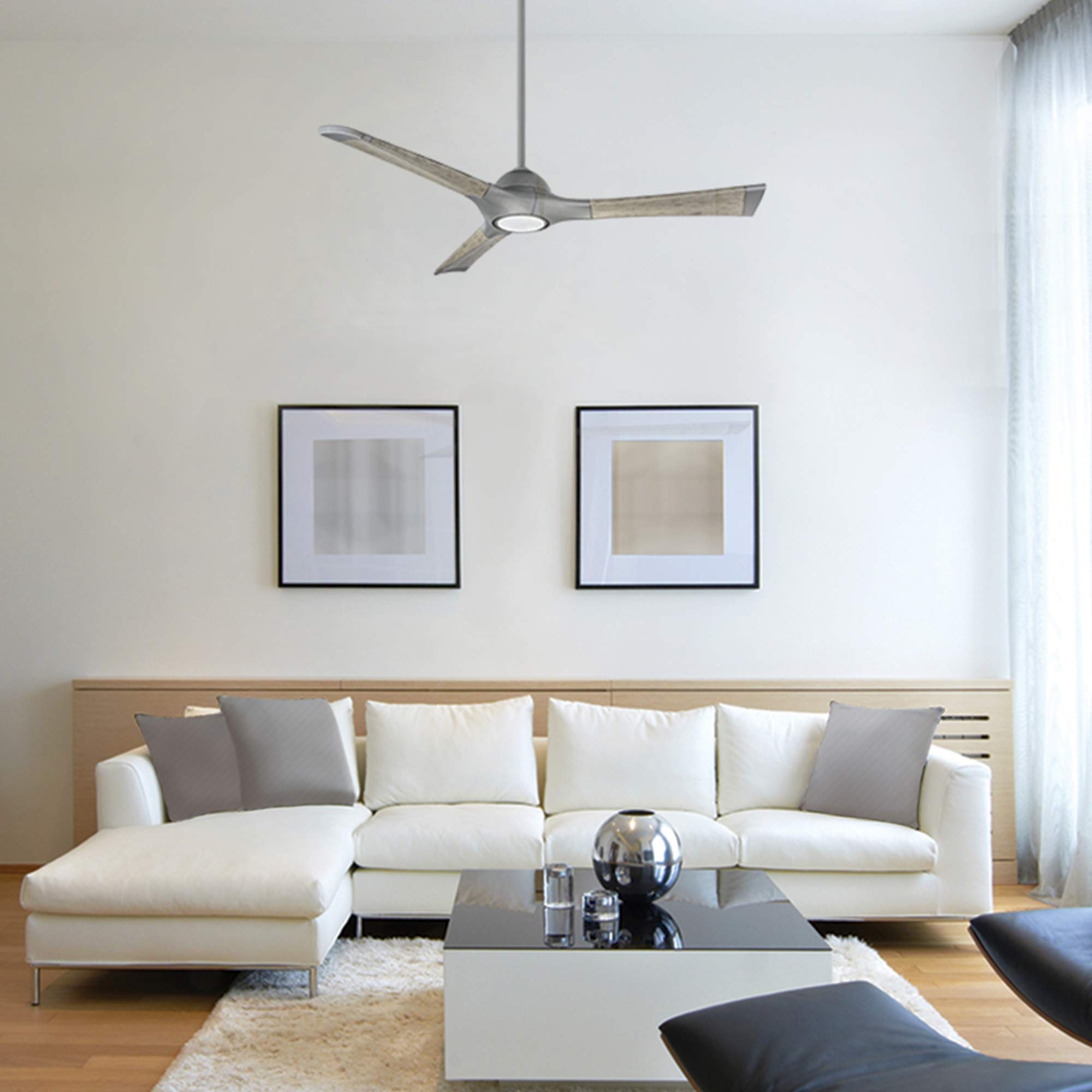 Woody Smart 60in 3-Blade Ceiling Fan with 3500K LED Light Kit - Graphite Weathered Gray, Alexa & Google Assistant Compatible, Wall Control, iOS/Android App Integration - Perfect for Living Room, Bedroom, and Outdoor Spaces