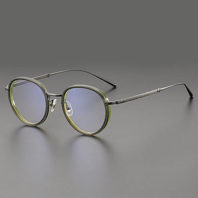 Stylish Aimee Unisex Full Rim Oval Round Titanium Acetate Eyeglasses Frame 5911 - Lightweight & Durable for Work, Reading & Fashion