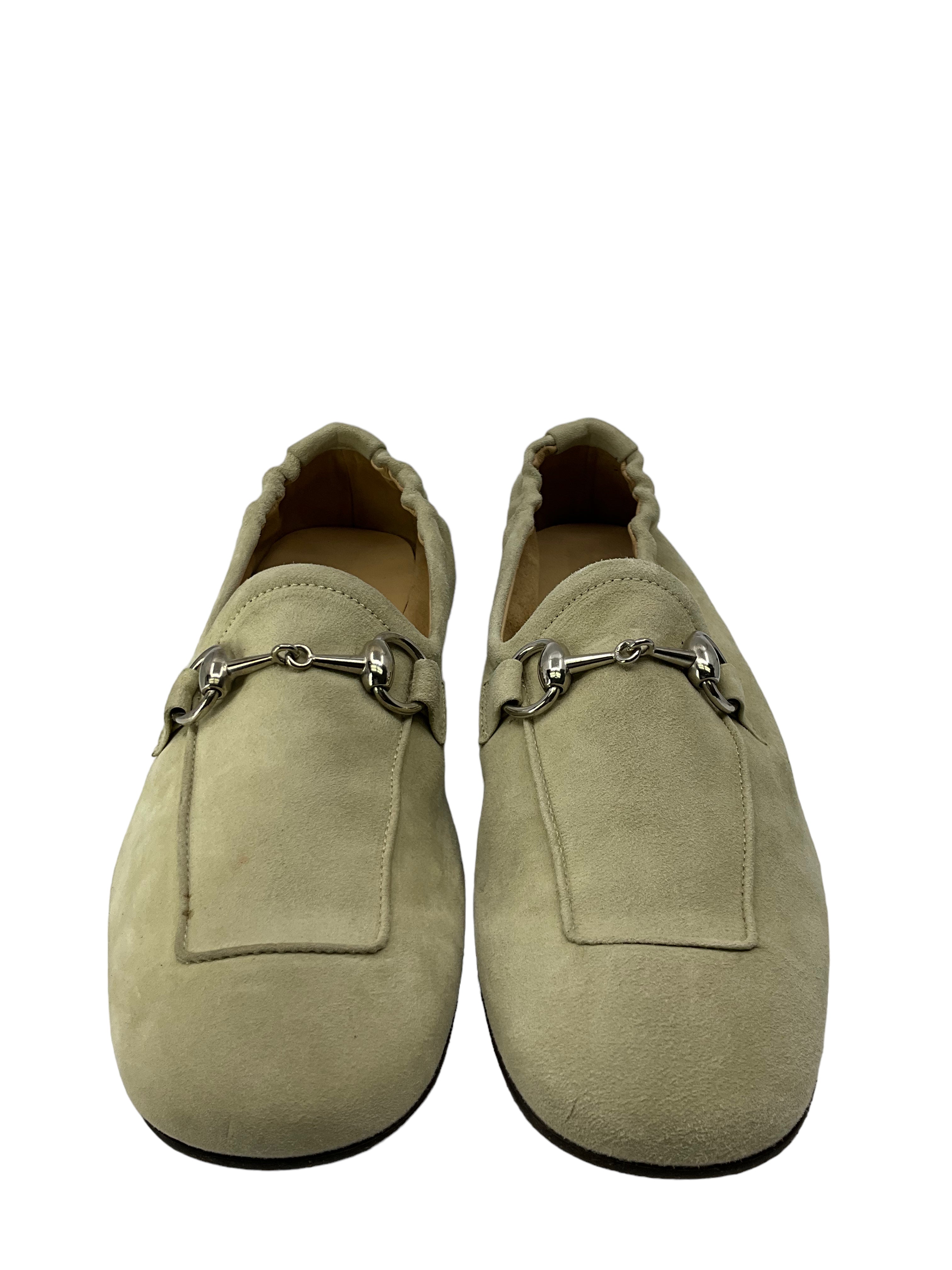 Gucci Beige Suede Loafers for Women Size 8.5 - Comfortable Casual Slip-On Shoes for Office, Travel & Everyday Wear