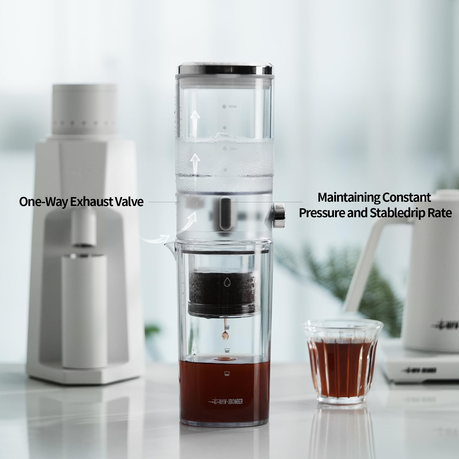Premium MHW-3BOMBER Cold Brew Coffee Maker - Glass Pitcher with Precision Drip System for Smooth Iced Coffee | Perfect for Home, Office & Outdoor Use | Model ID6135-OS