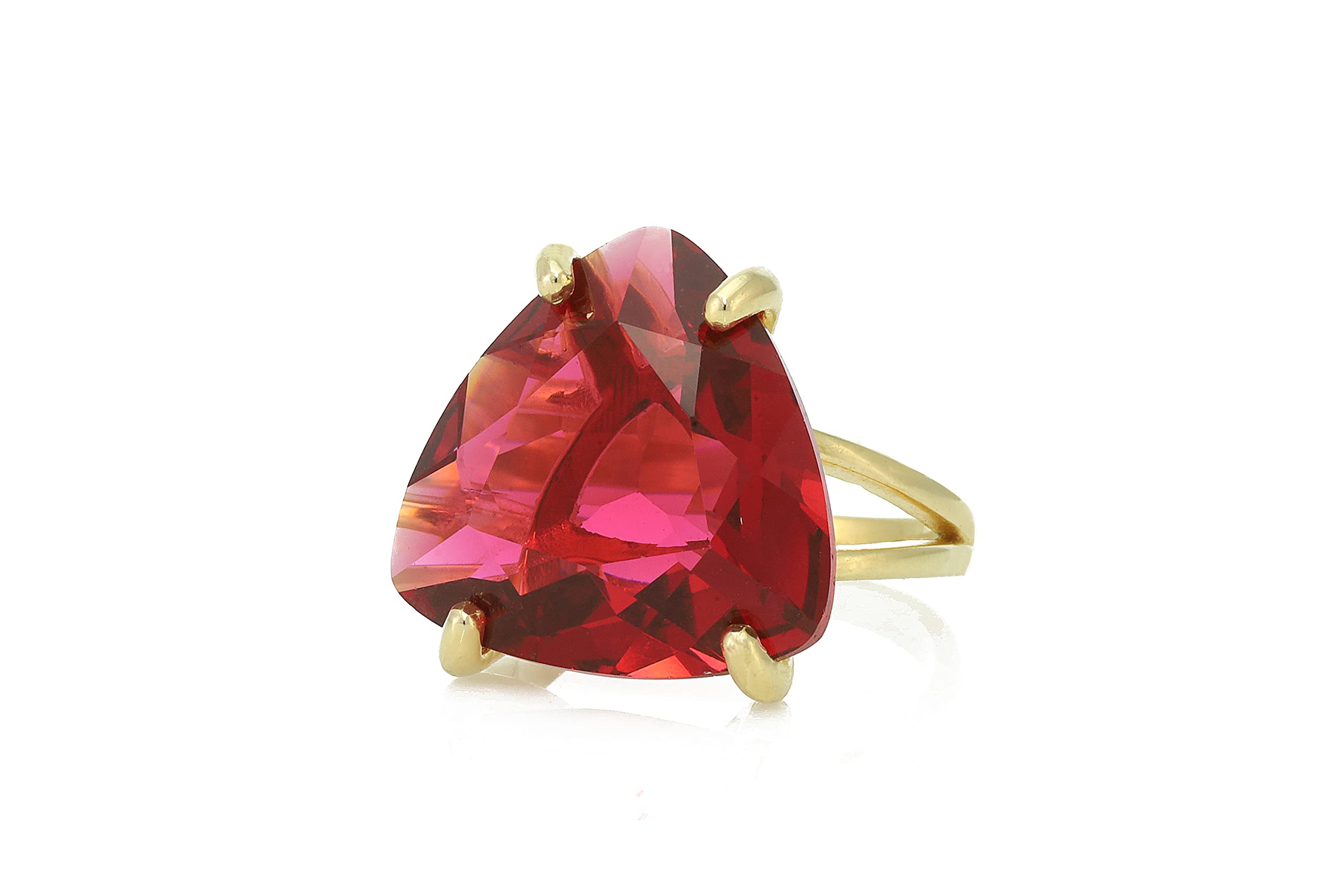 Handcrafted Pink Tourmaline Trillion Cut Ring - October Birthstone Jewelry, Vintage Double Band Gemstone Ring for Women | Perfect for Birthdays, Anniversaries & Special Occasions