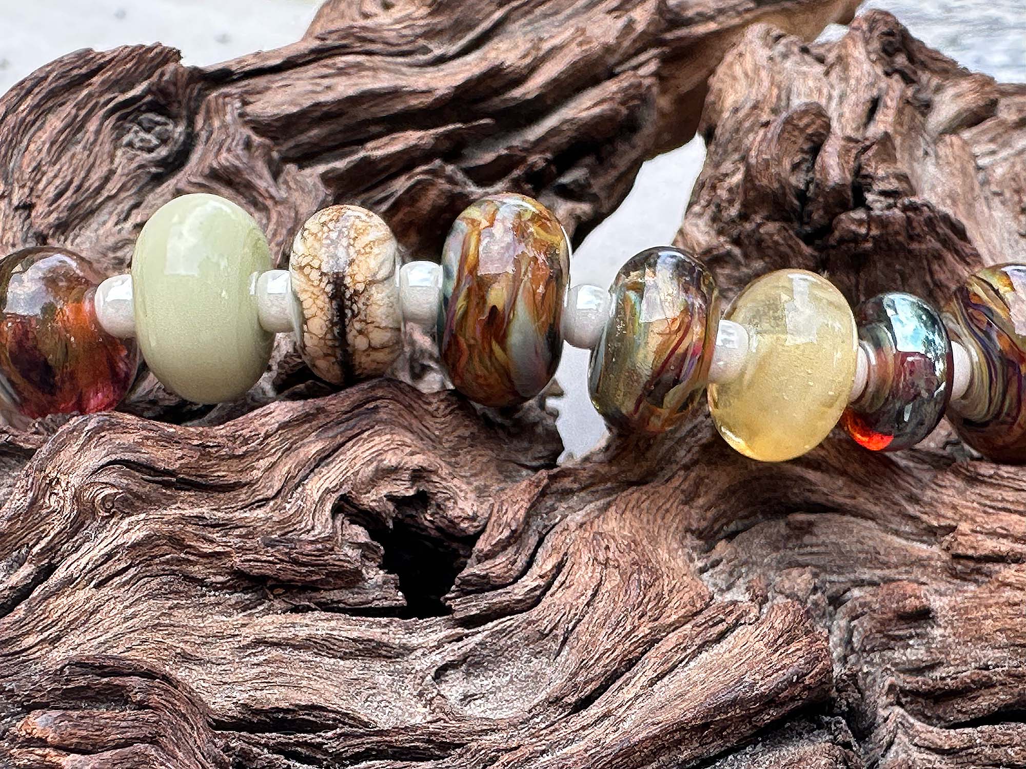 22pcs Brown Lampwork Glass Beads for Jewelry Making - Handmade Orphan Beads Set - DIY Bracelet, Necklace & Craft Projects