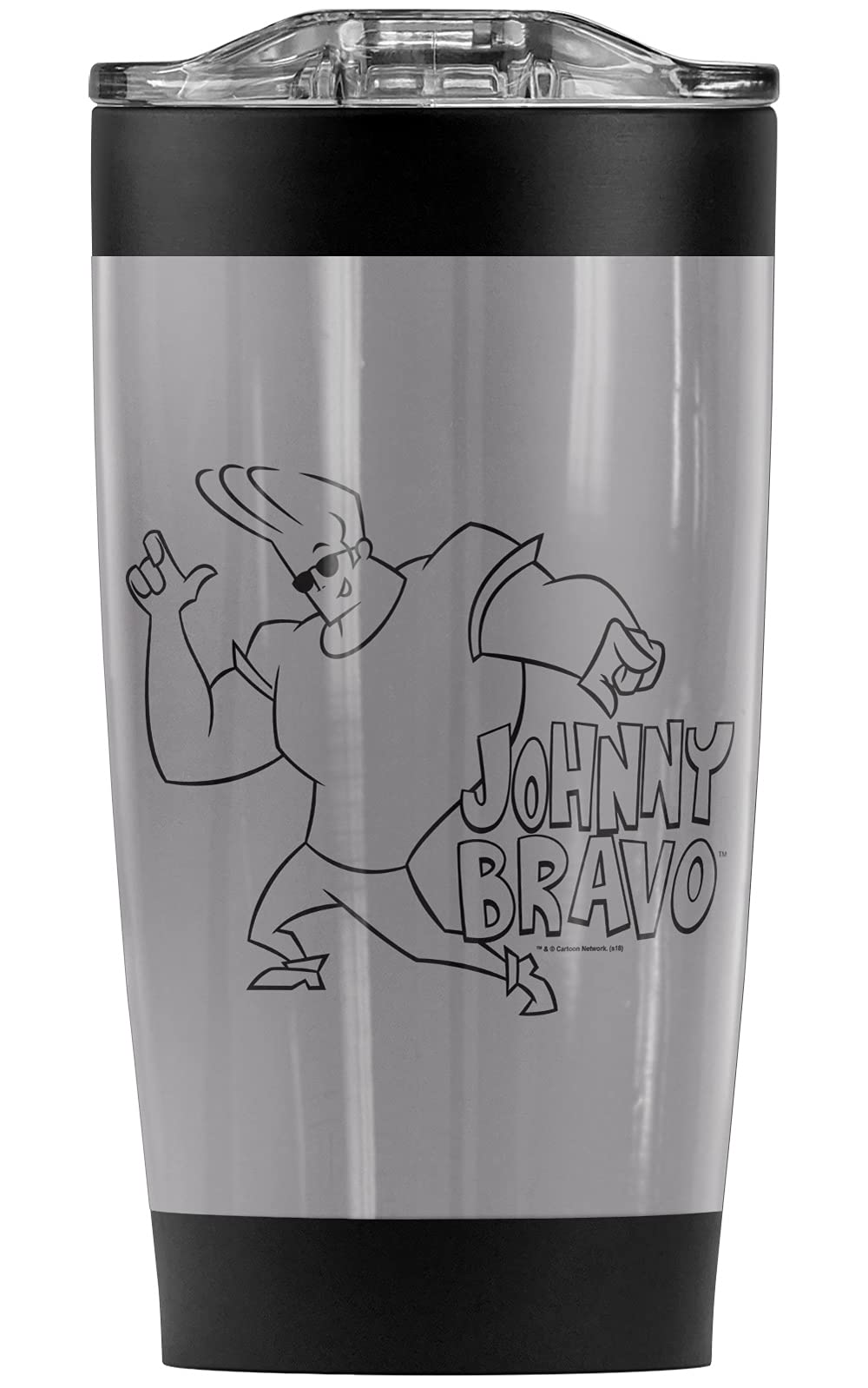 Johnny Bravo JB Line Art Stainless Steel Tumbler 20oz - Vacuum Insulated Travel Mug with Leakproof Sliding Lid | Double Wall Coffee Cup for Hot & Cold Drinks | Perfect for Office, Gym, Camping & Road Trips