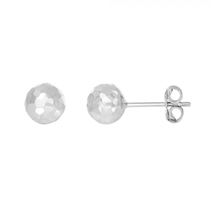 14K Real Gold Faceted Ball Stud Earrings for Women - Yellow, White & Rose Gold Options | Perfect for Everyday Wear, Gift Giving & Special Occasions
