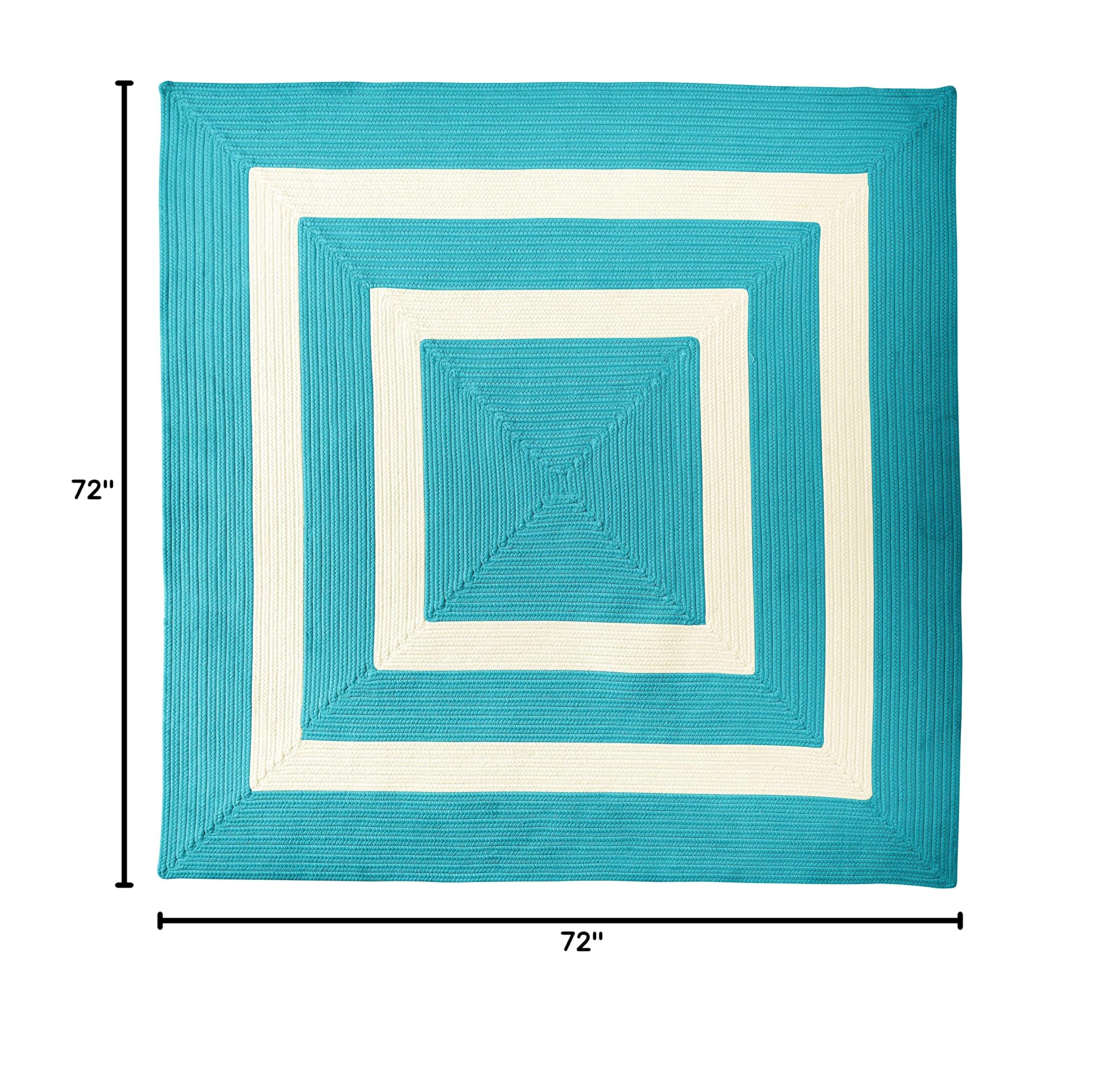 La Playa 6x6 Square Aqua Blue Indoor Outdoor Area Rug - Perfect for Beach House, Patio, Living Room & Bedroom Decor