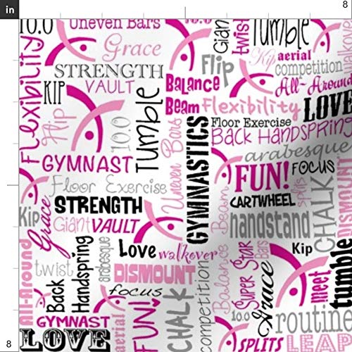 Gymnastics Pink Gymnast Printed Satin Fabric - Fat Quarter for Sewing, Lining, Apparel, Fashion, Blankets & Home Decor - Perfect for Dance Costumes, Quilting & DIY Crafts