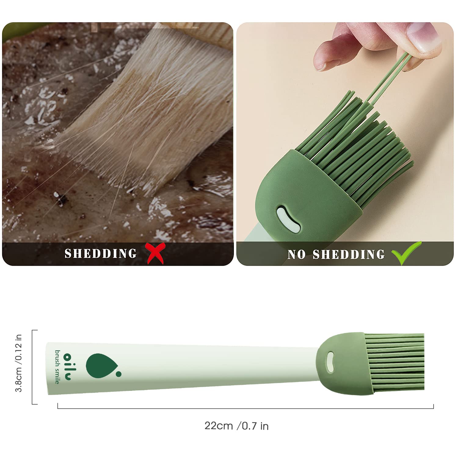 Premium Silicone Basting Brush & Pastry Brush Set - Heat-Resistant Kitchen Tool for Baking, Grilling, Roasting - Perfect for Basting Turkey, Spreading Butter, Glazing Meats - Brown & Green (Ideal for Thanksgiving, BBQ, Home Cooking)