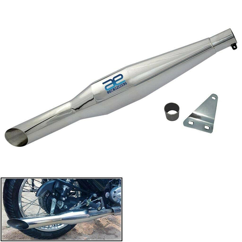 Royal Enfield Bullet Silencer Red Rooster Glass Wool with Clamp & Bush - Noise Reduction & Performance Upgrade for Motorcycle Enthusiasts | Perfect for Highway Cruising & Off-Road Adventures