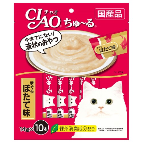 Premium Churu Cat Treats - White Meat Tuna & Scallop Flavor - Irresistible Soft Puree for Cats | Perfect for Training, Bonding & Treat Time