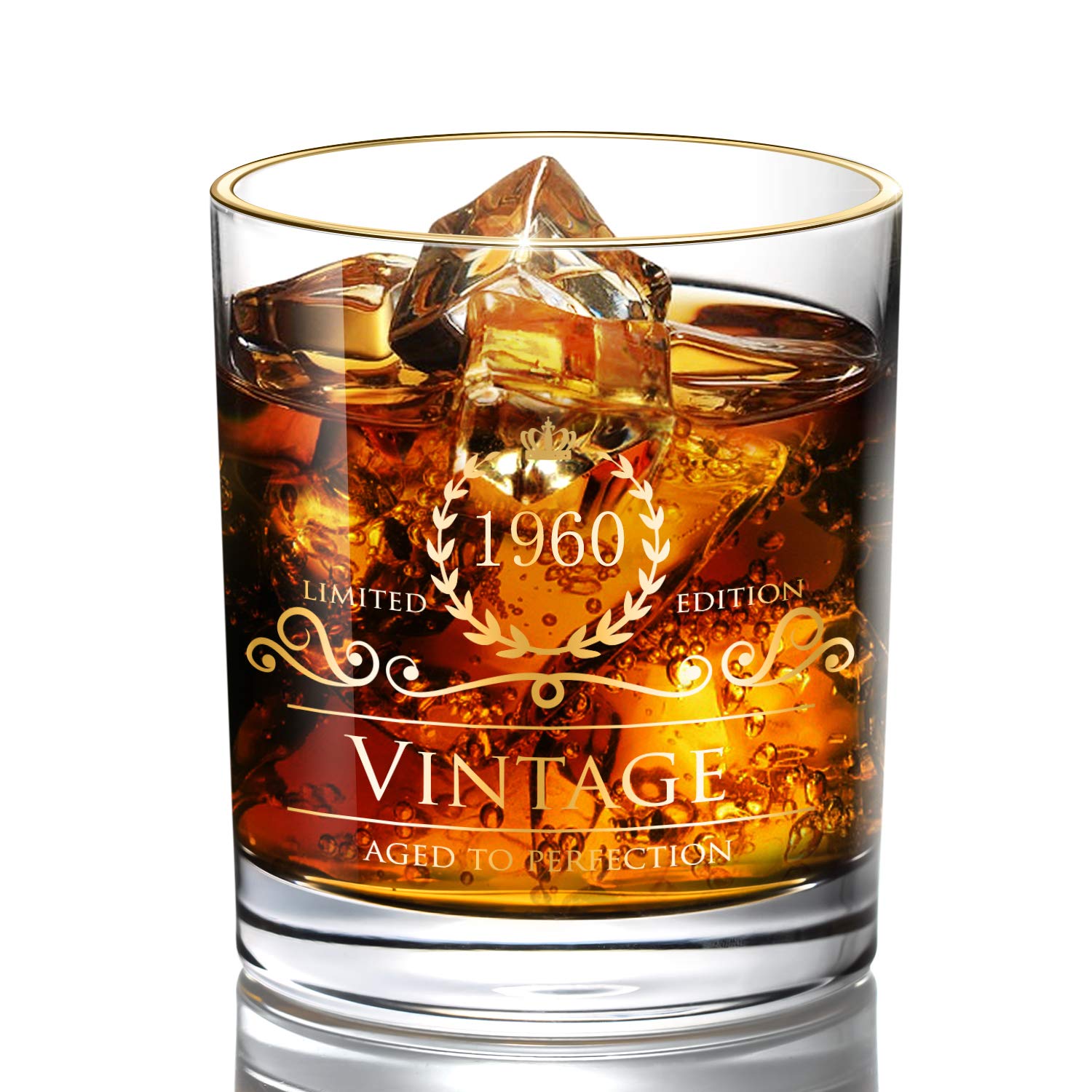 Vintage 1960 Whiskey Glasses Set - 64th Birthday Gift for Women & Men, Elegant Bourbon Glasses for Anniversary, Retirement, Bridesmaid & Parents Day - Perfect for Home Bar Decor & Special Celebrations