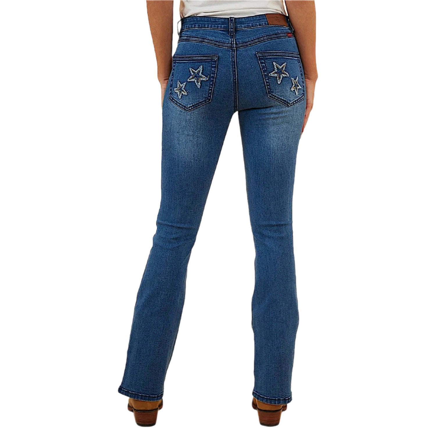 Vintage Blue Wash Women's Caroline Rodeo Mid Rise Bootcut Jeans by Ringers Western - Perfect for Cowgirl Style, Rodeo Events & Casual Western Fashion