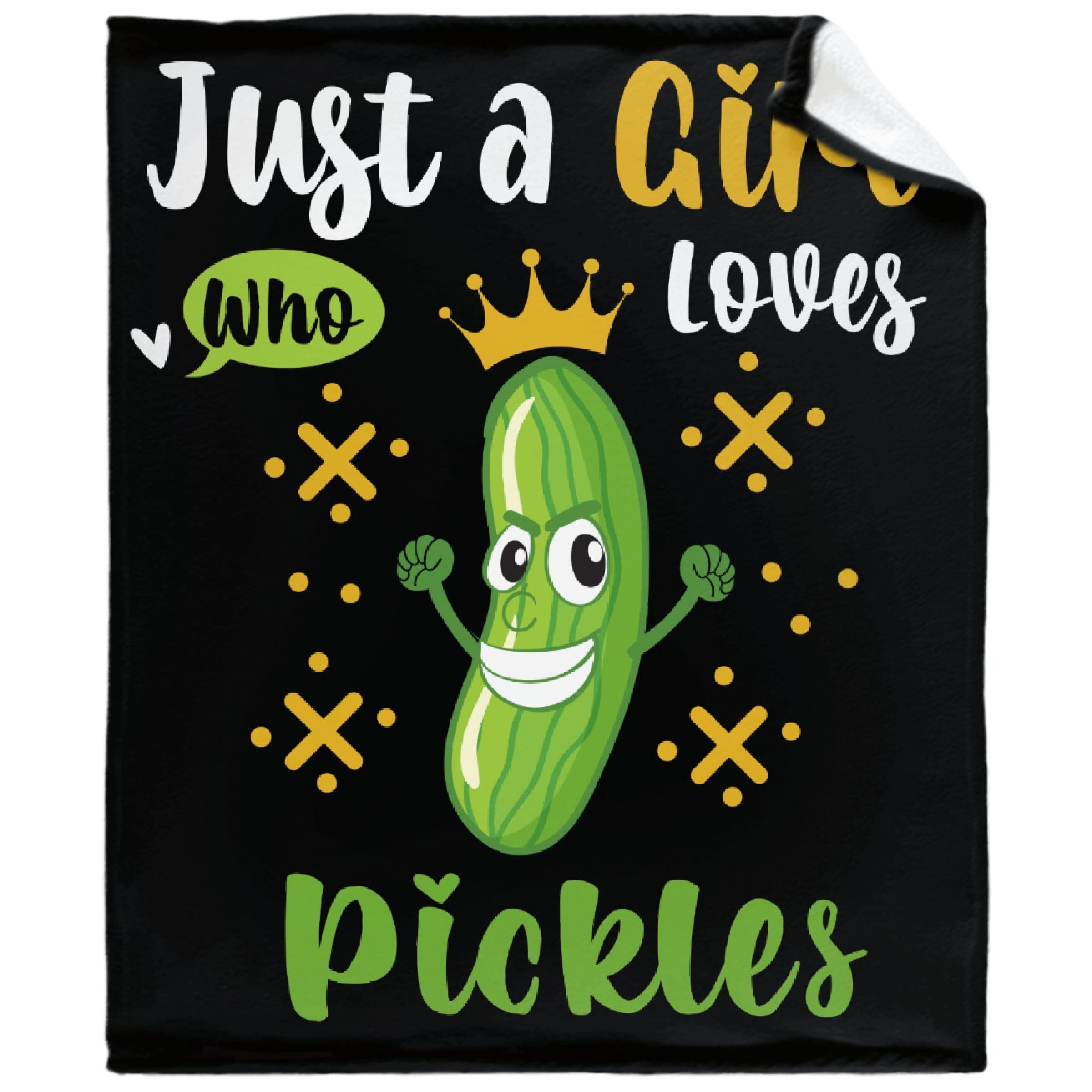 Just A Girl Who Loves Pickles - Soft Flannel Blanket & Throw | Cozy Lightweight Quilt Gift | Extra Large 120