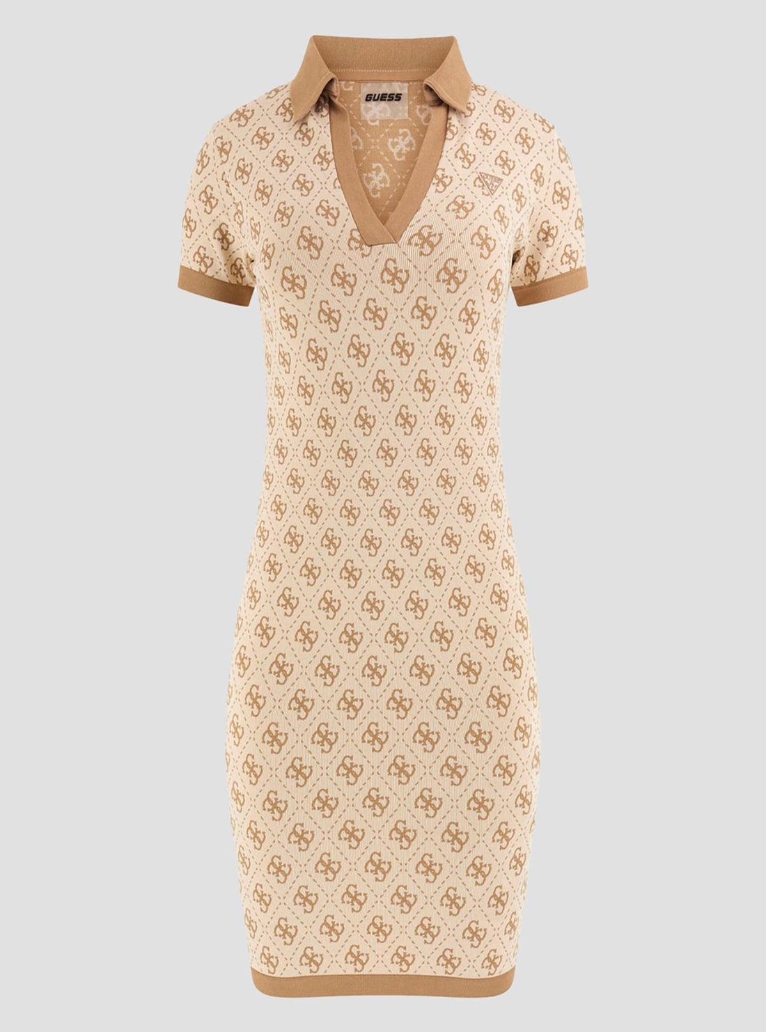 Stylish Beige Logo Rhombus Mini Dress for Women - Perfect for Summer Outfits, Parties & Casual Wear