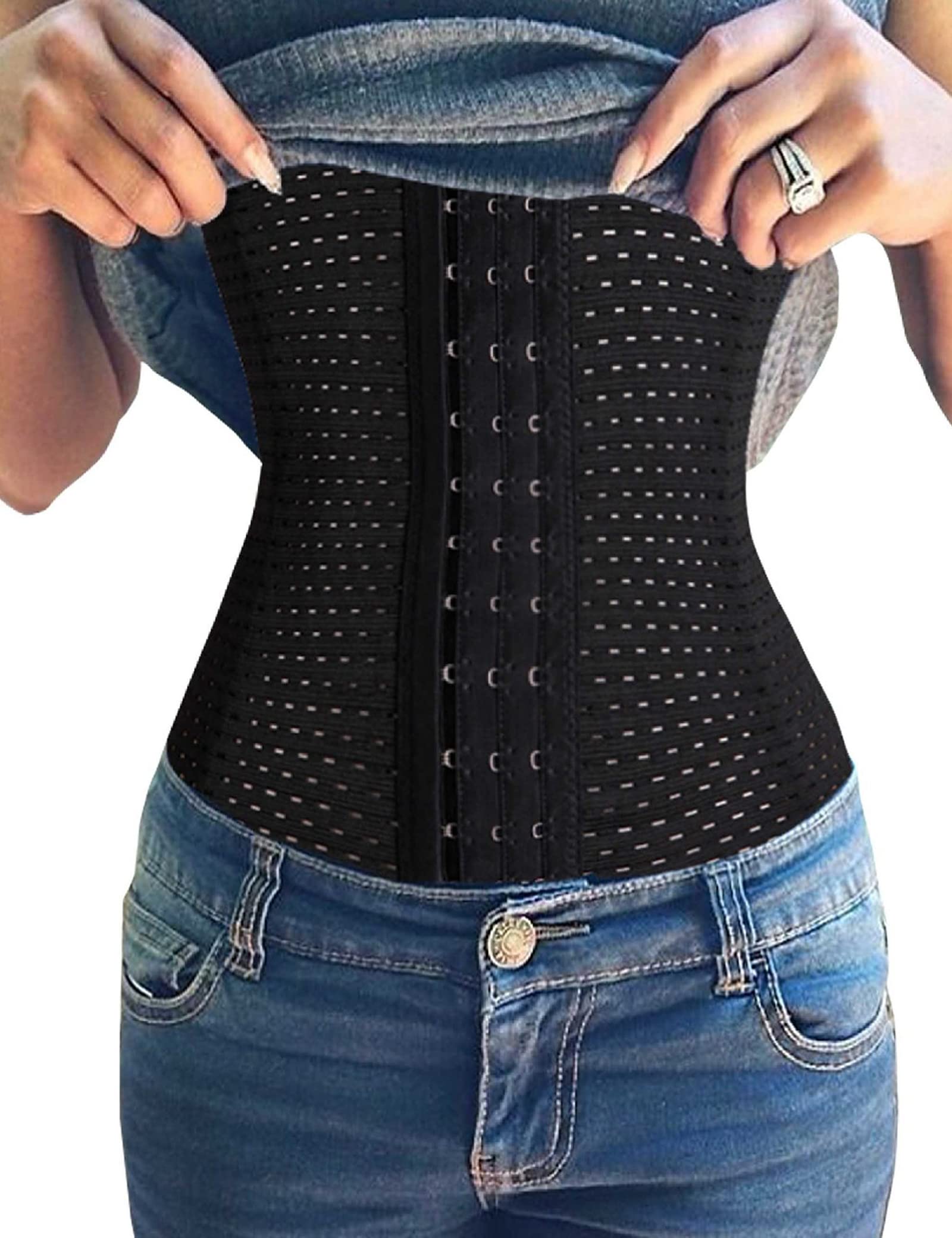 Youloveit Women's Waist Trainer Corset - Steel Boned Tummy Control Body Shaper with Adjustable Hooks for Everyday Wear | Perfect for Workouts, Postpartum Recovery & Special Occasions
