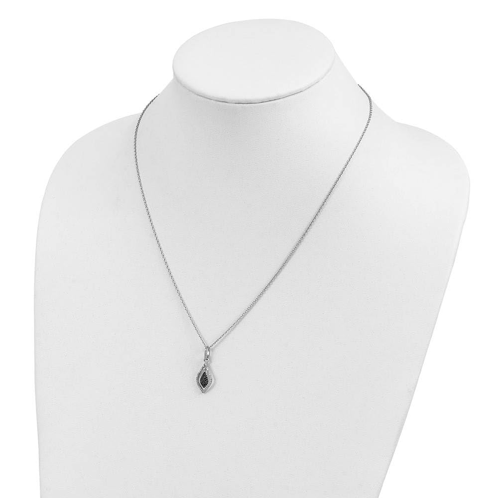 Black & White Diamond Marquise Necklace - Sterling Silver for Elegant Occasions