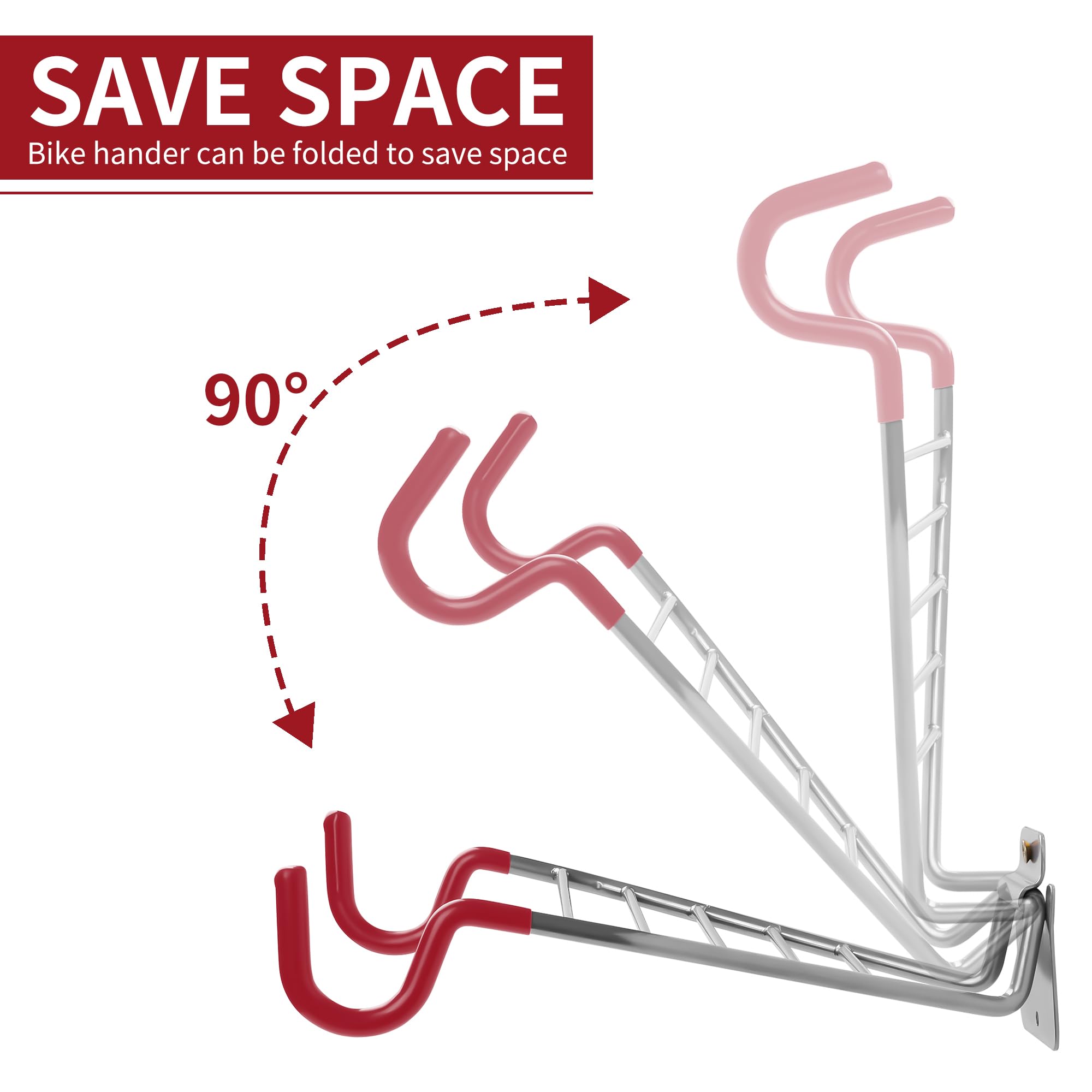 Jonkehai 2-Pack Bike Wall Mount Rack - Heavy Duty Garage Bike Hanger Hook for Indoor Bicycle Storage, Horizontal Space Saving Bike Rack for Home, Apartment, or Garage Organization (Perfect for Small Spaces & Bike Enthusiasts)
