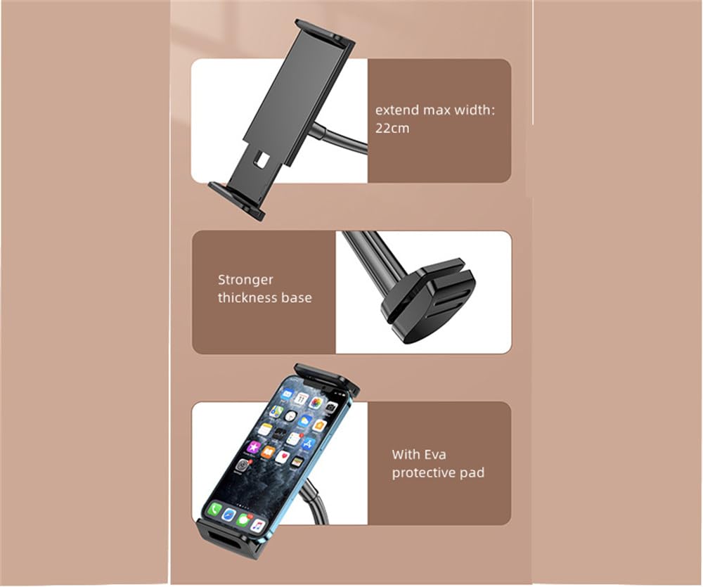 360° Rotatable Adjustable Tablet Stand Holder for Bed - Flexible Gooseneck Mount Compatible with iPad Pro/Air/Mini, Samsung Galaxy Tab, Nintendo Switch & Kindle (4.7
