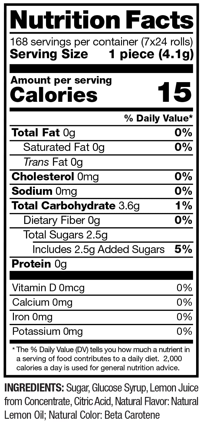 Regal Crown Sour Lemon Hard Candy Rolls - 24 Count for Parties & Gifts
