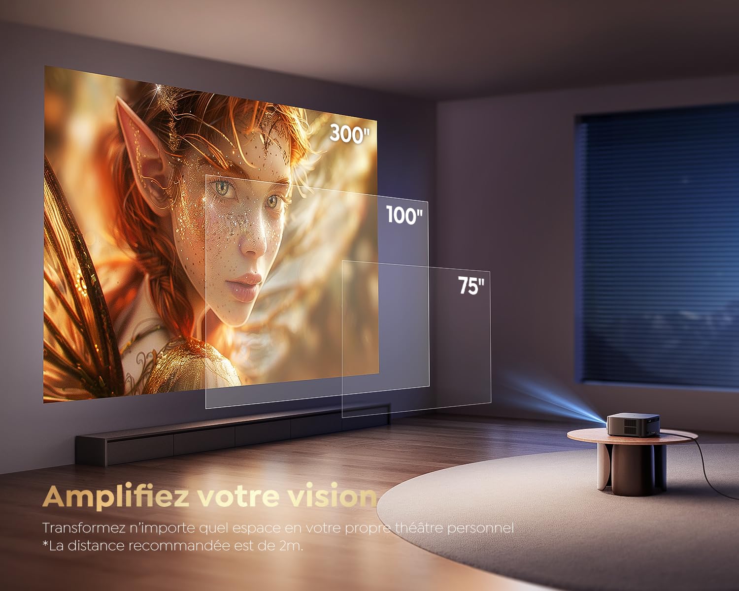 4K Google TV Projector with 1200 ANSI Lumens - Official Netflix Support, Auto Focus, Keystone Correction, WiFi6, Bluetooth, Full HD 1080P, Voice Control, 50% Zoom - Perfect for Home Theater, Outdoor Movies, Business Presentations & Daytime Viewing
