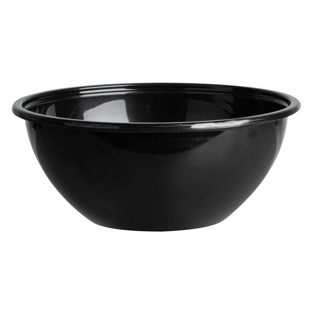 7 oz Round Black Plastic Salad Bowls - 5