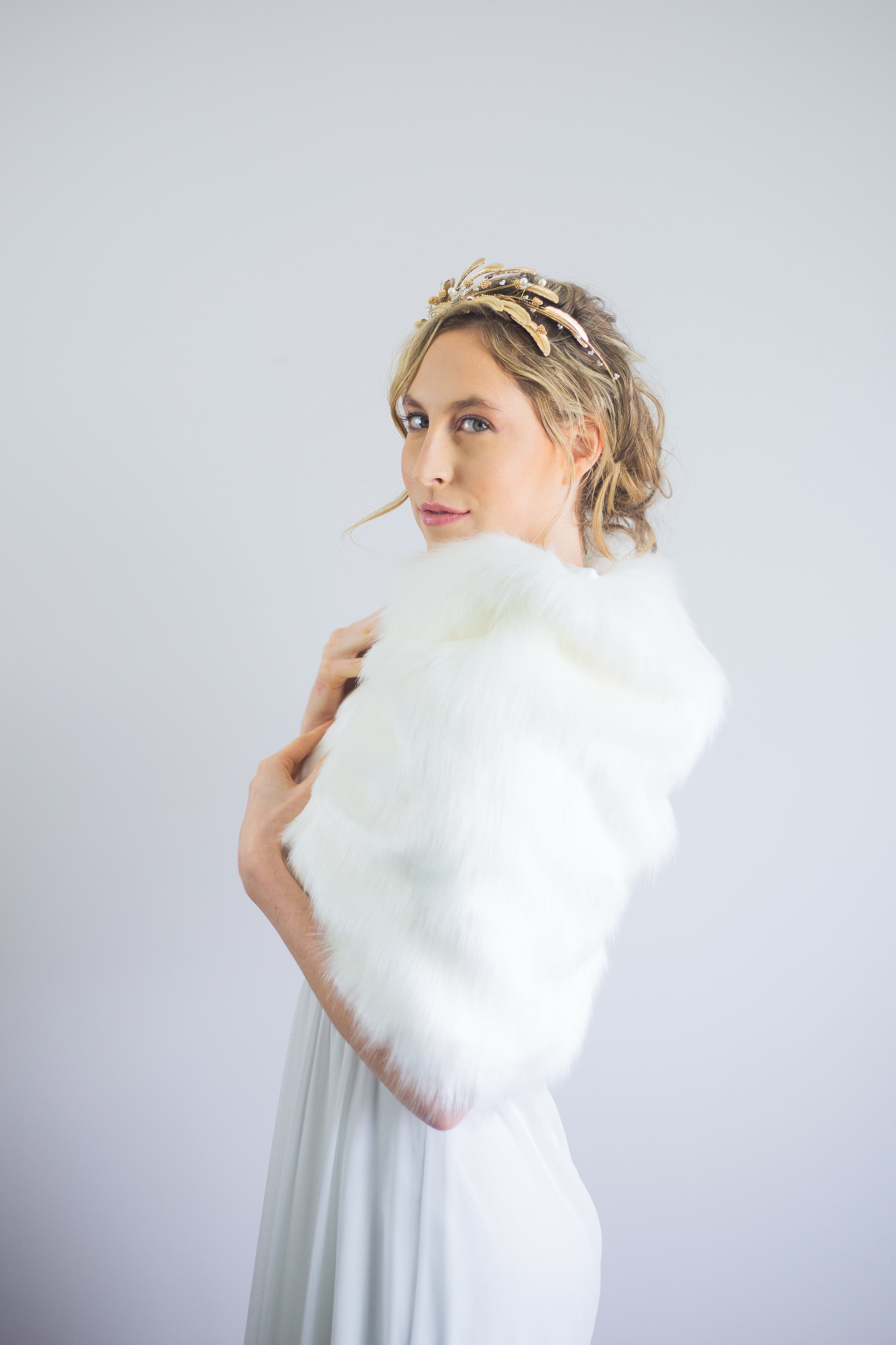 Ivory White Fur Shawl - Butterfly Ivy03 Elegant Winter Wrap for Women | Perfect for Parties, Weddings & Cold Weather Fashion