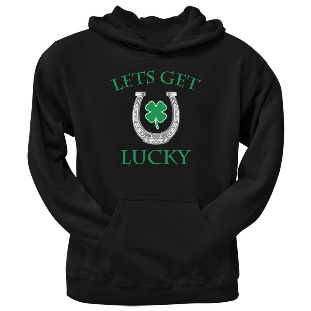 Old Glory St. Patrick's Day 'Let's Get Lucky' Black Hoodie for Adults - Perfect for Irish Festivals & St. Paddy's Day Celebrations